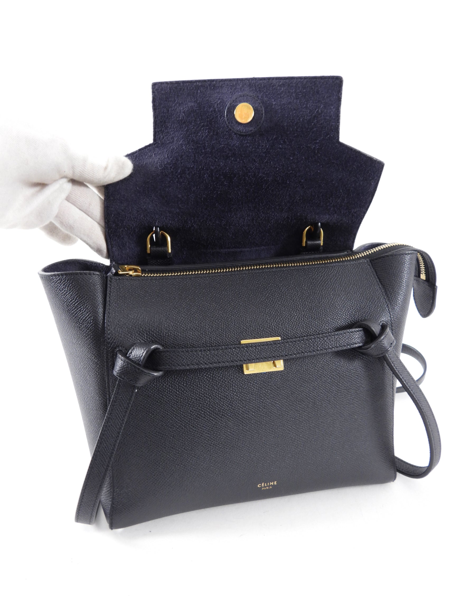 Celine Micro Grained Black Leather Belt Bag for Women - Stylish Crossbody Waist Pack for Travel, Shopping & Everyday Use