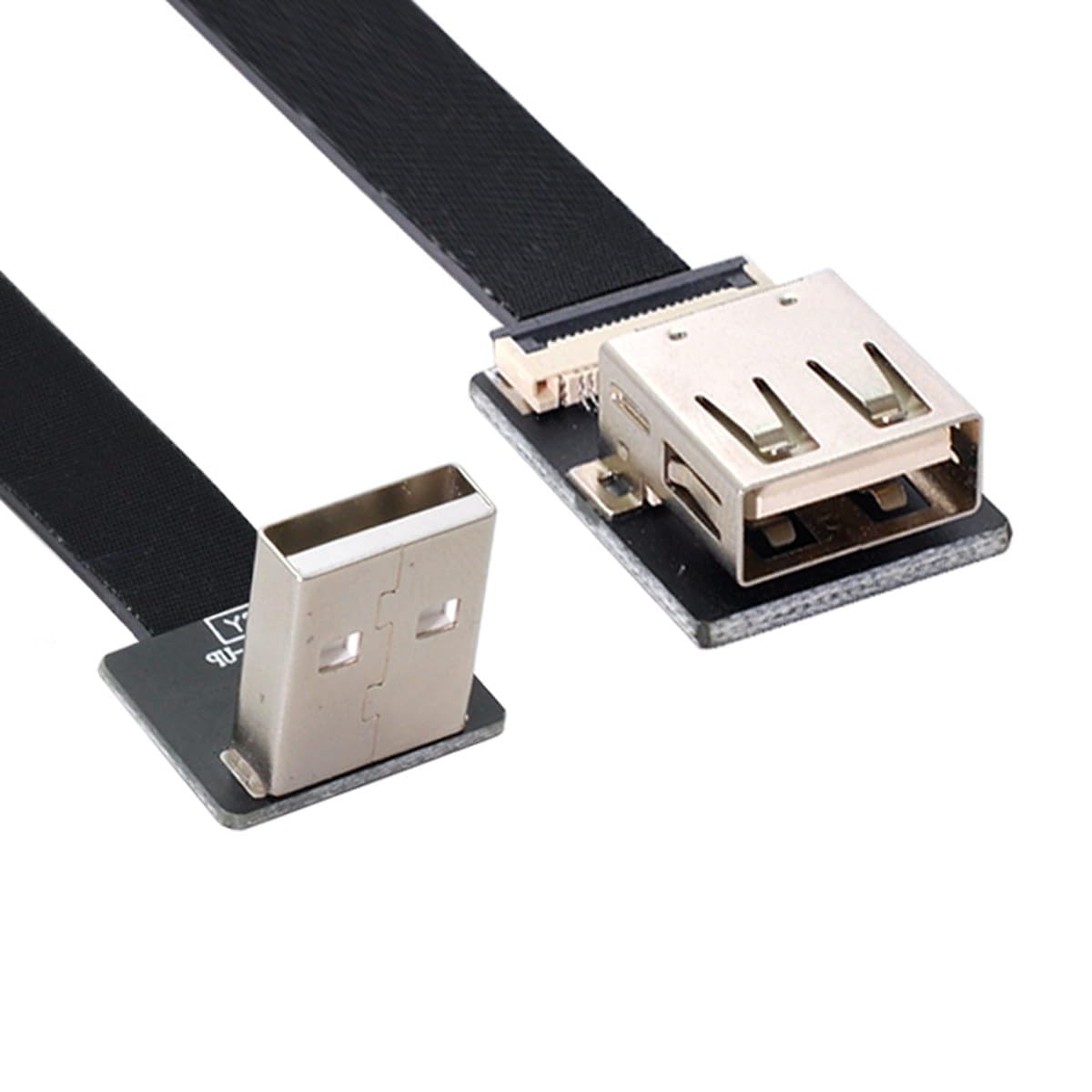 Up Angled USB 2.0 Type-A Male to Female Extension Cable - 20CM Flat Slim FPC Data Transfer Cable for FPV Drones, Disk Drives, Scanners & Printers | Perfect for Office Setup, Home Electronics & DIY Projects