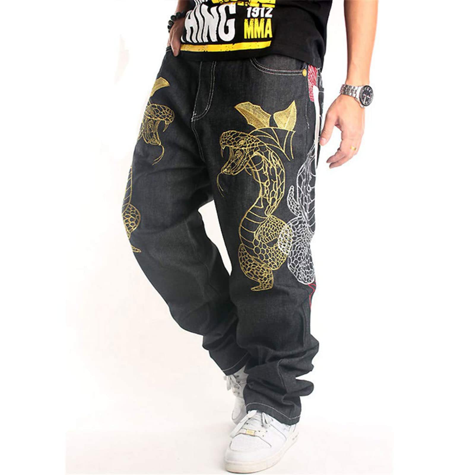 Y2K Embroidered Graphic Baggy Jeans | Harajuku Punk Gothic Cargo Pants | Hip Hop Wide Leg Joggers for Women | Streetwear Fashion | Perfect for Concerts, Raves & Casual Outfits