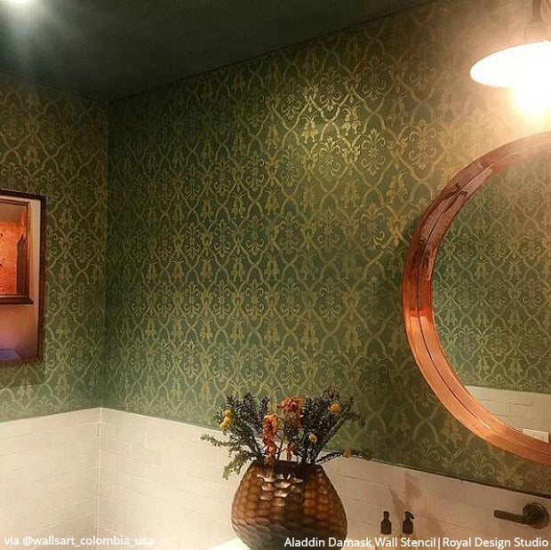 Aladdin Damask Wall Stencil - Reusable DIY Painting Template for Home Decor, Bedroom, Living Room & Nursery - Perfect for Wall Art, Accent Walls & Furniture Upcycling
