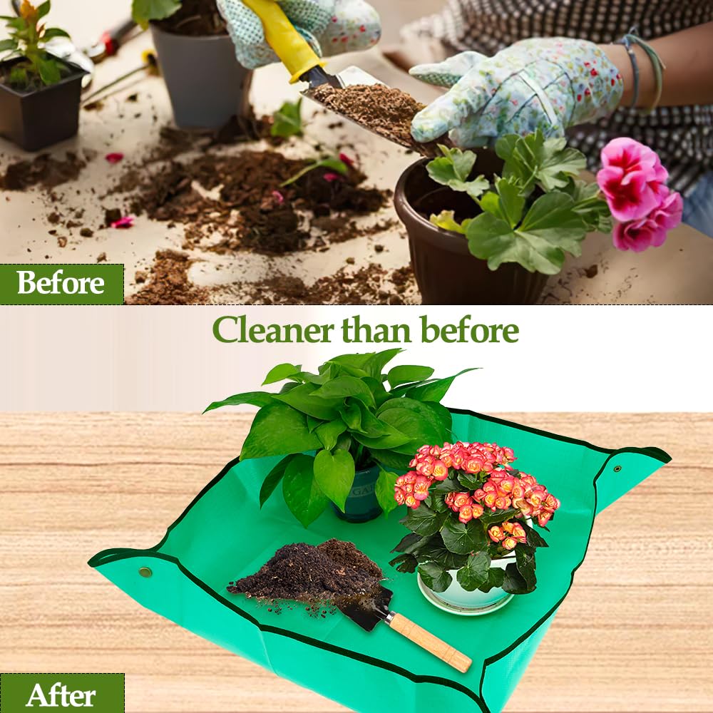 **Large 26x26 Inch Reusable Plant Repotting Mat - Waterproof Gardening Mat for Indoor & Outdoor Plants, Perfect Gardening Gift for Women, Essential Garden Tool Set & Supplies**    *(Ideal for Transplanting, Potting, Seed Starting & Keeping Your Workspace Clean - Great for Home Gardeners & Plant Lovers!)*