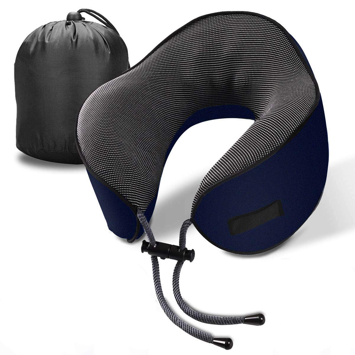 100% Pure Memory Foam Travel Neck Pillow - Super Soft & Comfortable for Airplane, Car, Office - Ergonomic Design with Washable Cover, Sweat-Absorbing - Perfect for Long Flights, Road Trips & Work Breaks (Dark Blue)