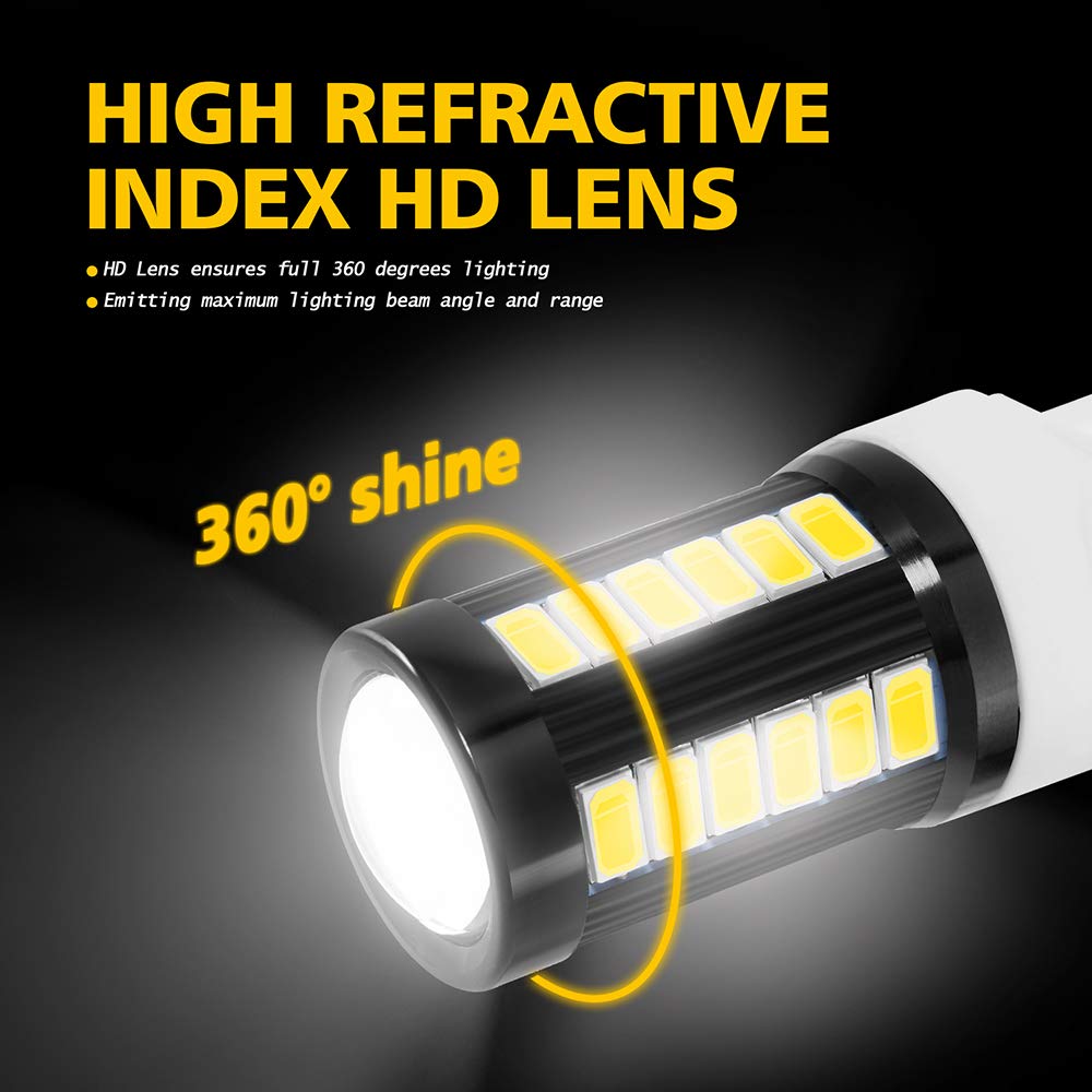 AUXLIGHT 7443 7440 T20 W21W 1400 Lumens Super Bright LED Bulbs - Low Power, 6000K Xenon White - Replacement for Backup Reverse Lights, Tail Brake Stop & Parking Lights (Pack of 2) - Perfect for Cars, Trucks & SUVs