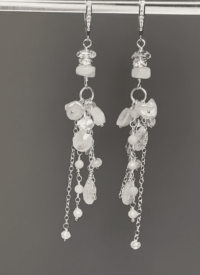 Rainbow Moonstone Long Boho Earrings - Crystal Quartz Sterling Silver Dangle Earrings for Women - Perfect for Boho Chic, Festival & Everyday Wear