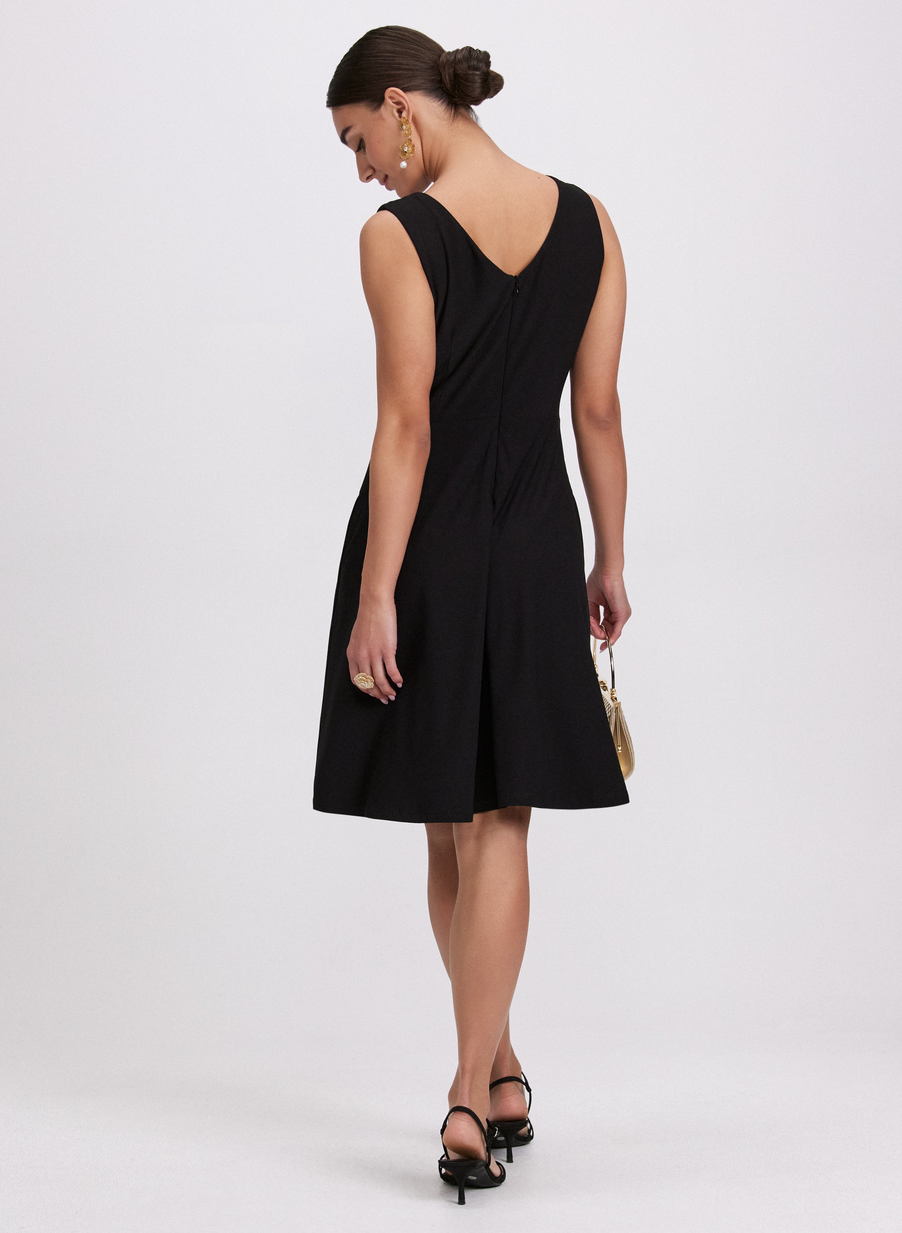 Elegant Belted Pleat Detail Dress for Women - Stylish Flowy Midi Dress with Waist Tie - Perfect for Office, Party & Special Occasions