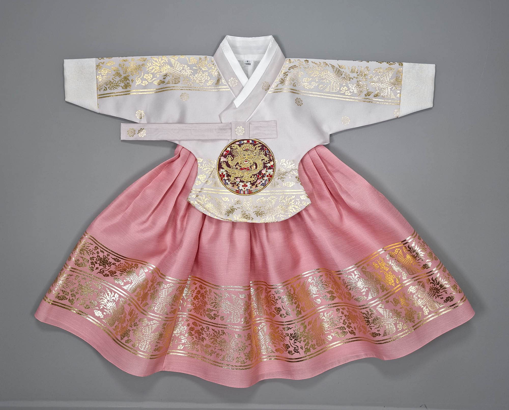 Korean Traditional Baby Girl Hanbok Set - Gold Print First Birthday & 100 Days Celebration Outfit (Ages 0-8) | Perfect for Doljanchi, Korean Cultural Events & Photo Shoots