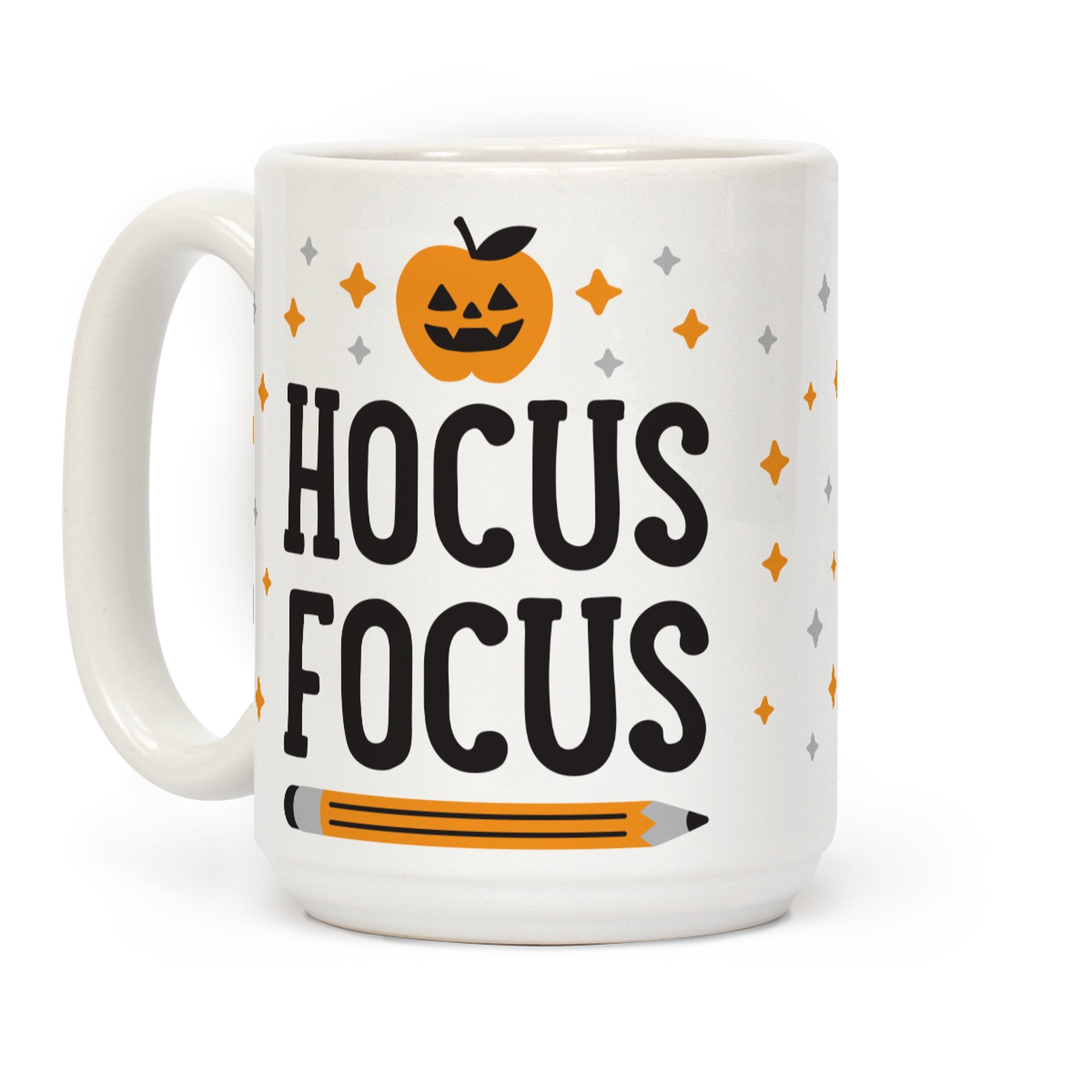 LookHUMAN Hocus Focus White 15oz Ceramic Coffee Mug - Funny Novelty Gift for Office, Home & Coffee Lovers - Perfect for Morning Brew, Tea & Hot Chocolate