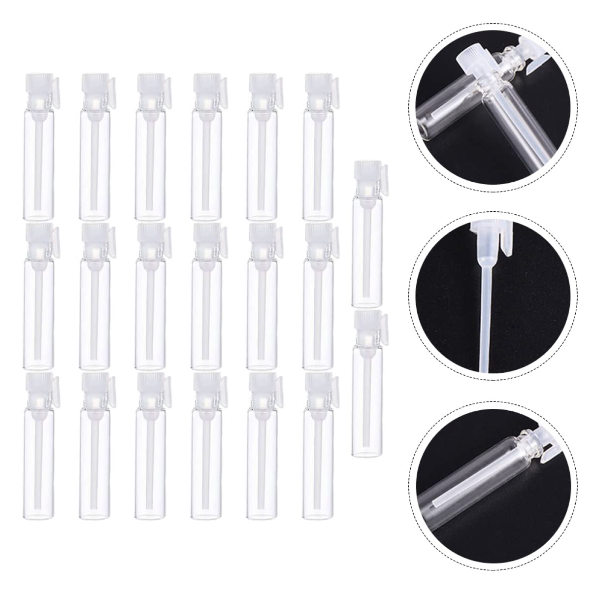 100pcs Clear Glass Perfume Sample Vials - Essential Oil Bottles with Dropper & Spray Cap - Mini Travel Bottles for Perfume, Aromatherapy, DIY Blends - Perfect for Terrariums, Gift Samples & On-the-Go Use