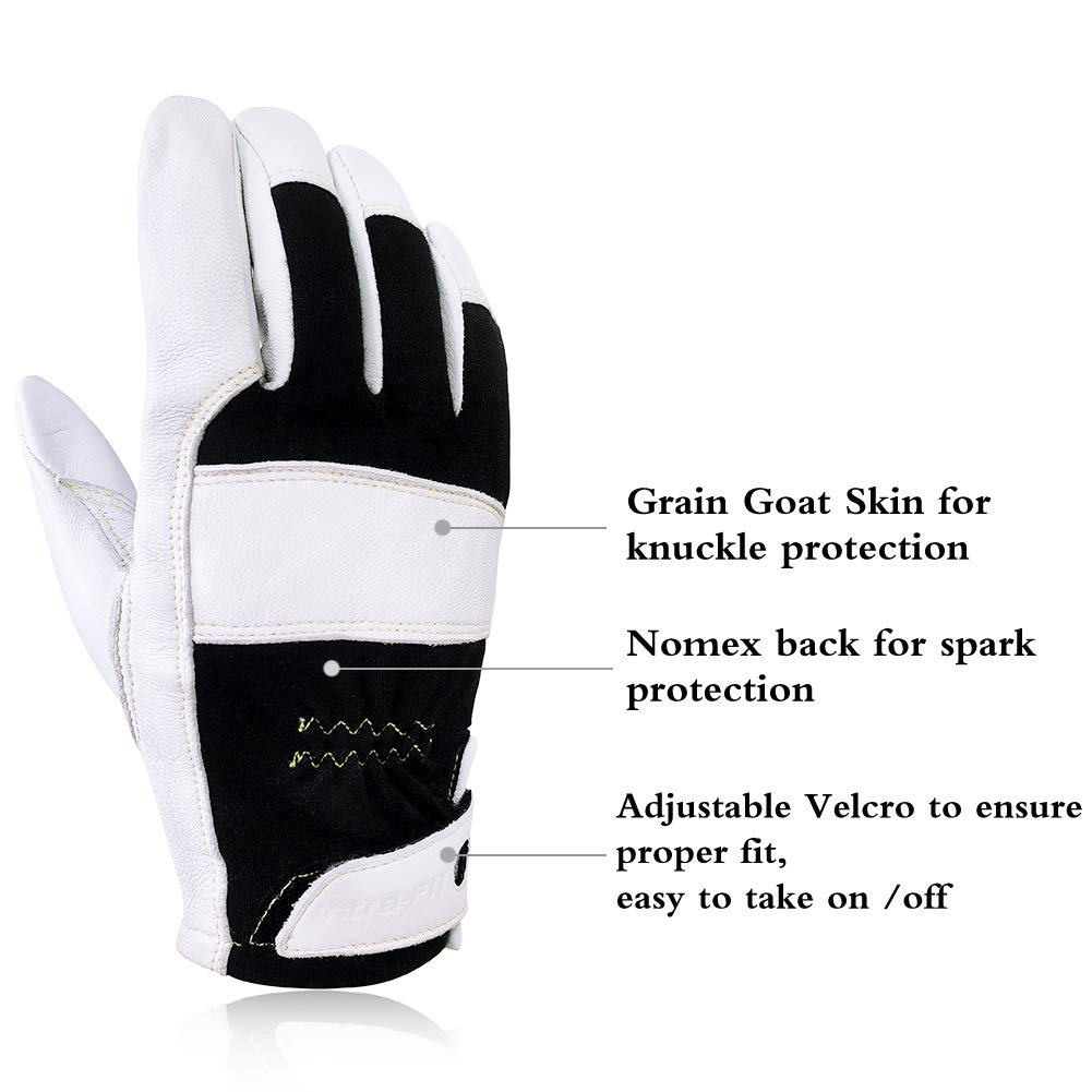 Premium TIG Welding Gloves - High Dexterity Goatskin Leather, Spark-Resistant & True Fit for Precision Welding - Ideal for MIG, TIG, and ARC Welding Projects