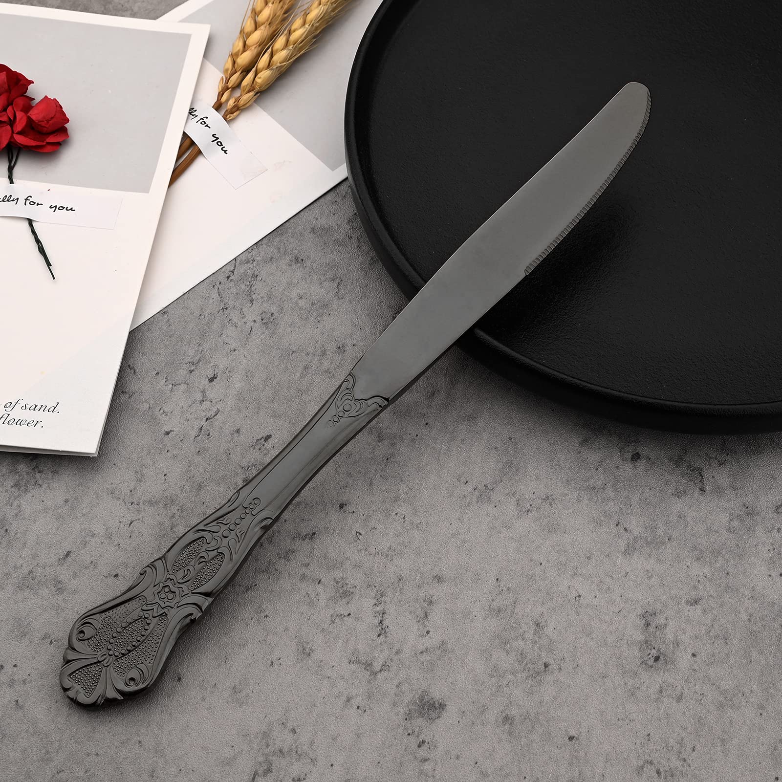 8-Piece Luxury Royal Silverware Set - 18/10 Stainless Steel Black Flatware Set for 2, Includes Forks Spoons & Knives - Modern Mirror Polished Dishwasher Safe Cutlery - Perfect for Fine Dining, Wedding Gifts & Elegant Dinner Parties