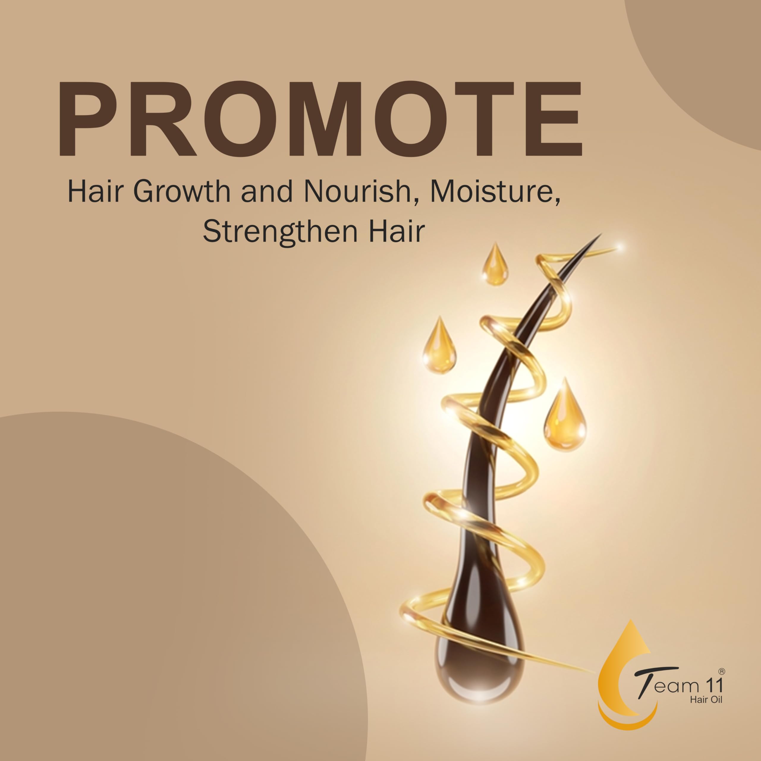 Team 11 Hair Growth Oil - Natural Blend with Argan, Jojoba, Rosemary & Castor Oils | Herbal Infusion with Amla, Brahmi & Bhringraj | 6oz for Stronger, Healthier Hair | Perfect for Daily Scalp Massage & Split End Treatment