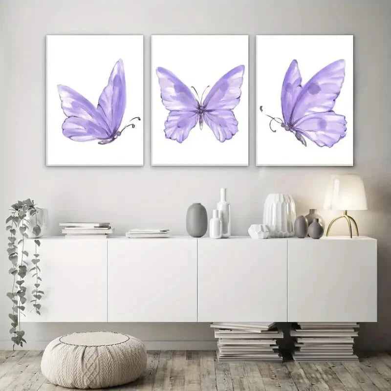 3-Piece Modern Rustic Art Deco Butterfly Metal Wall Art - Ready to Hang Home Decor for Living Room, Bedroom & Office