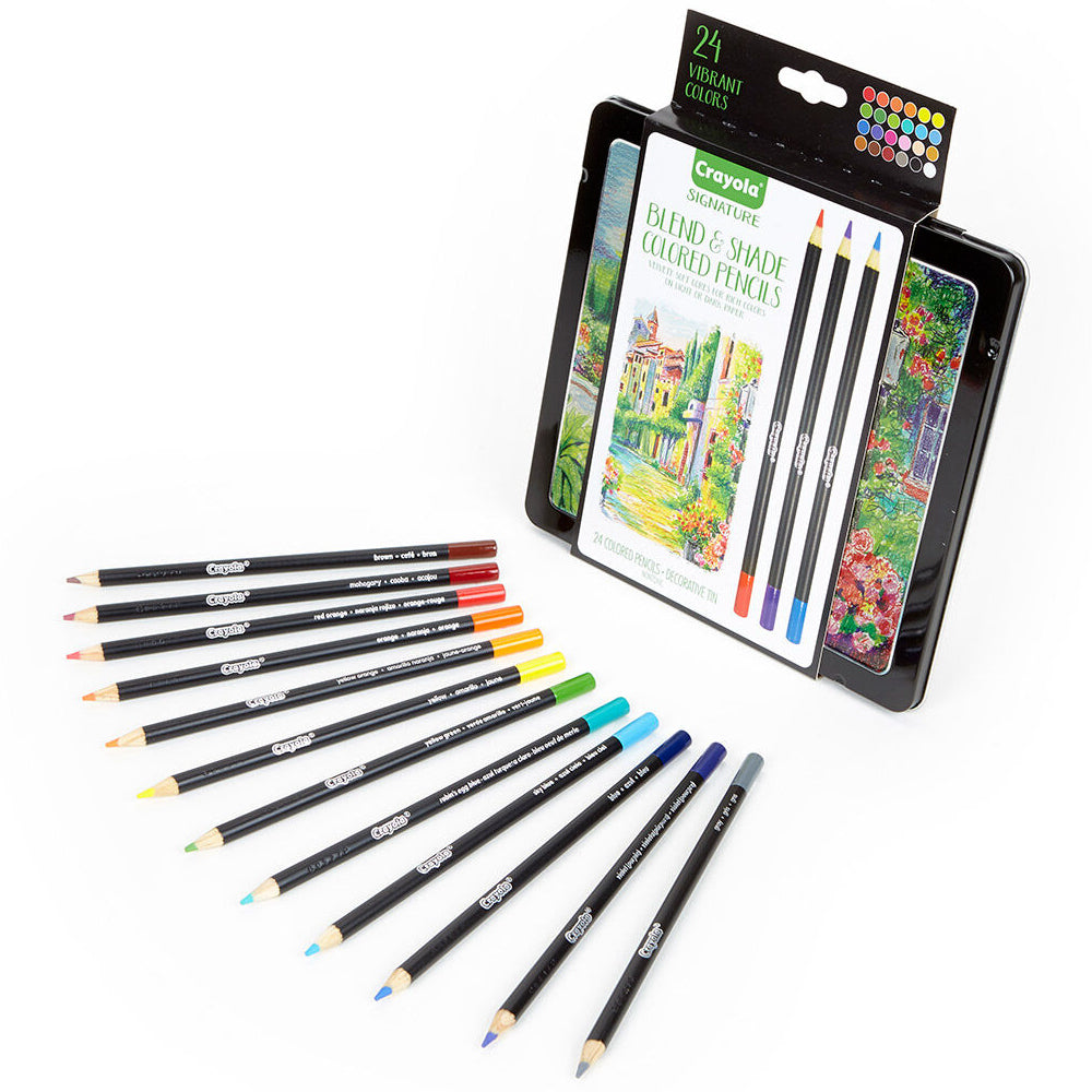 24-Piece Crayola Signature Blend & Shade Colored Pencils Set - Premium Artist & Student Drawing Supplies for Sketching, Coloring & Blending Techniques - Perfect for Art Projects, School & Professional Use
