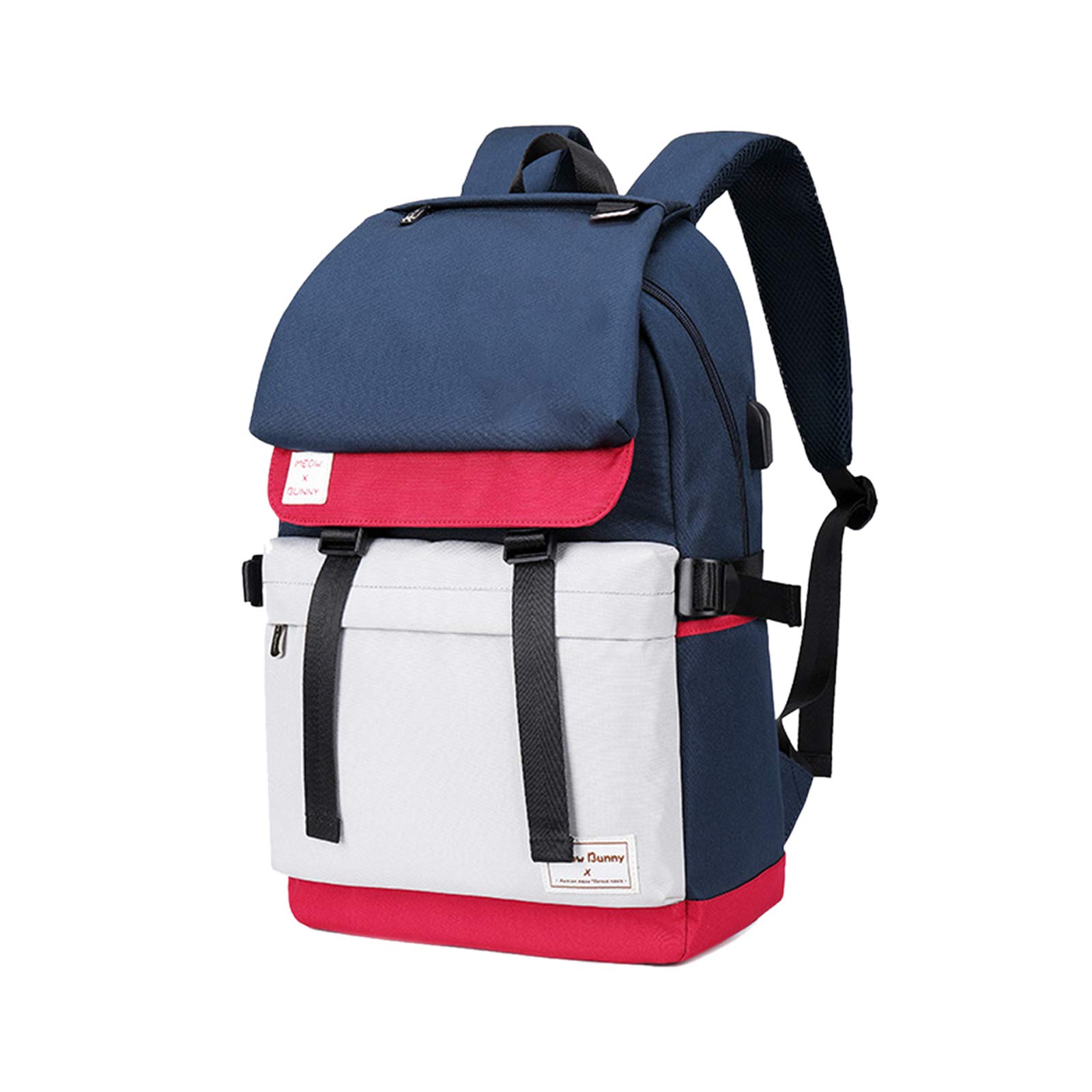 FANDARE Women's Fashion Backpack with USB Charging Port - 15.6 Inch Laptop Bookbag, School Backpack for College, Travel & Outdoor Use - Durable Nylon Rucksack in Blue | Perfect for Work, Commuting & Daily Essentials