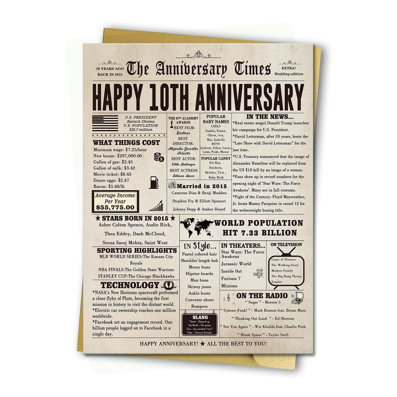 10th Anniversary Card for Couples - Romantic Decade Gift for Parents & Spouses - Perfect for Weddings & Anniversaries