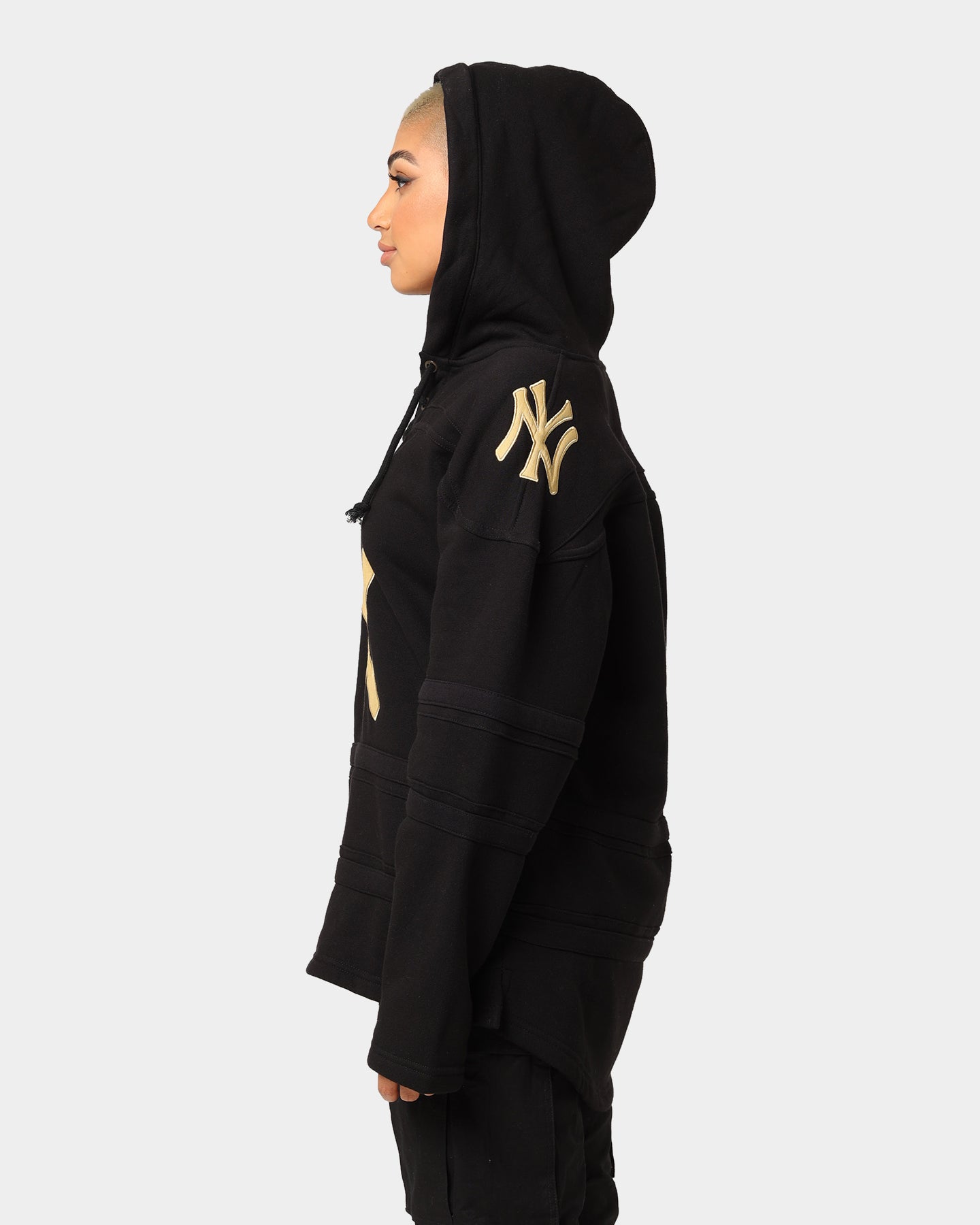 47 Brand New York Yankees Superior Lacer Hoodie Black/Gold - Men's Baseball Fan Apparel for Game Day & Casual Wear