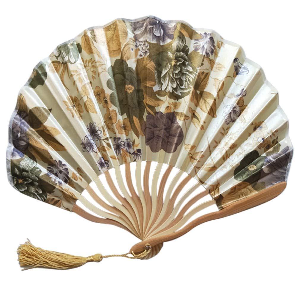 iCODOD Chinese Style Hand Held Fan - Elegant Bamboo Paper Folding Fan with Floral Print for Dance, Wedding, Party & Summer Outdoor Use - Perfect for Cultural Events, Home Decor and Gift Giving