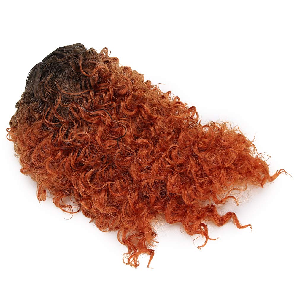 Gradient Brown Curly Wavy Wig - Mid-Length Synthetic Hair with Small Curls for Halloween & Christmas Costumes | Perfect for Cosplay, Parties, and Daily Fashion