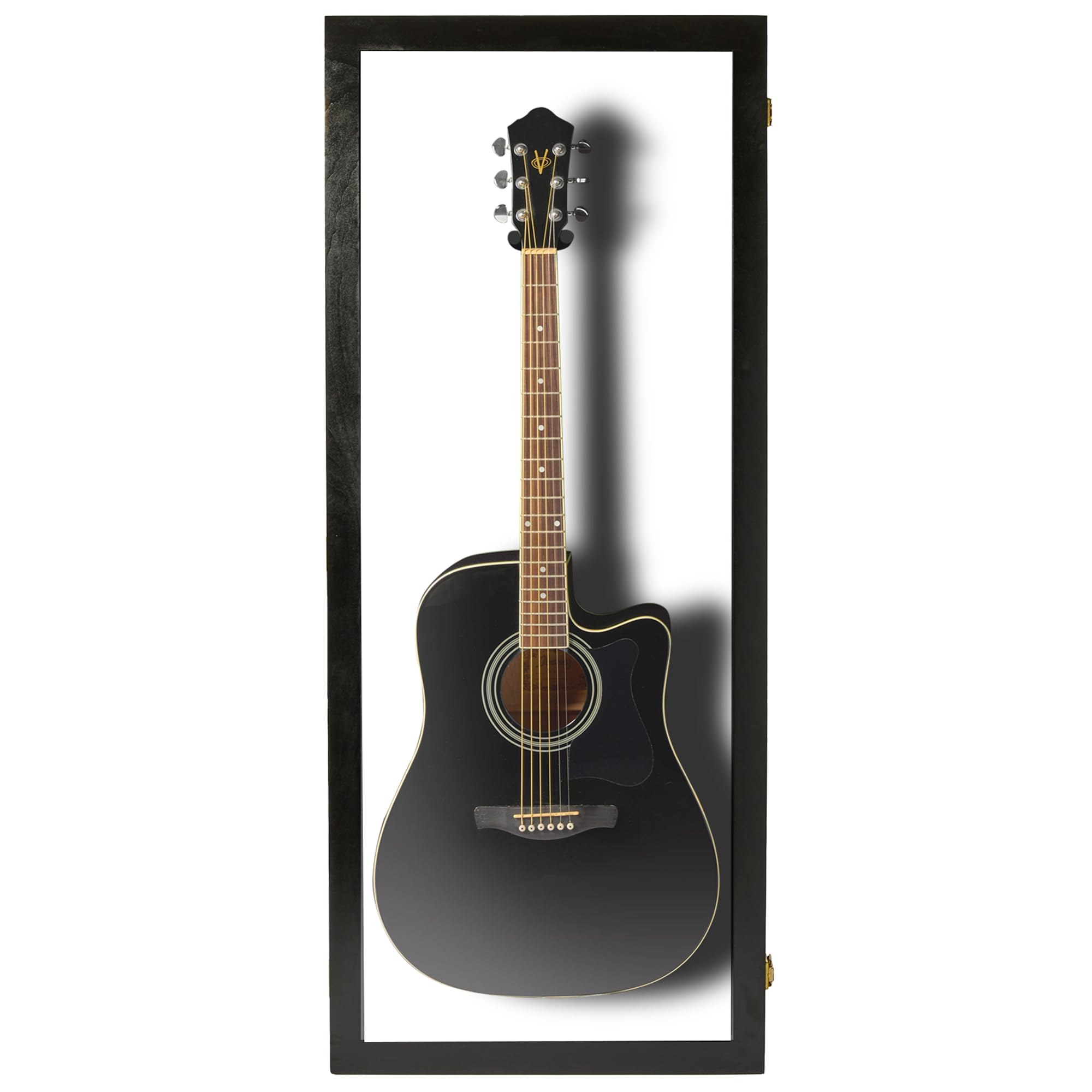 Premium Acoustic Guitar Display Case - Clear Acrylic Wall Mount Guitar Case with Hardwood Frame (Black with White Felt) - Perfect for Home, Studio & Music Store Decor