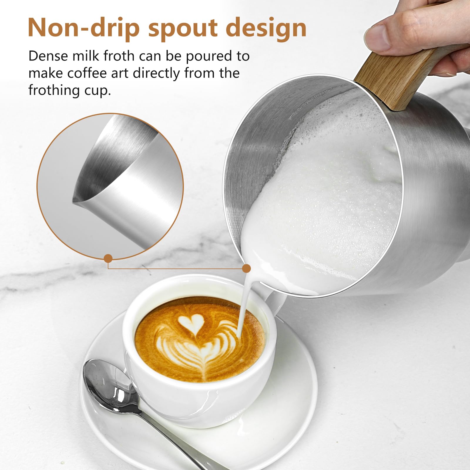 AMZCHEF 8-in-1 Electric Milk Frother and Steamer - 550W Stainless Steel Milk Warmer for Latte, Cappuccino & Hot Chocolate - 21oz Capacity with Hot/Cold Froth & Baby Food Heating - Perfect for Coffee Shops, Home Kitchens & Office Use