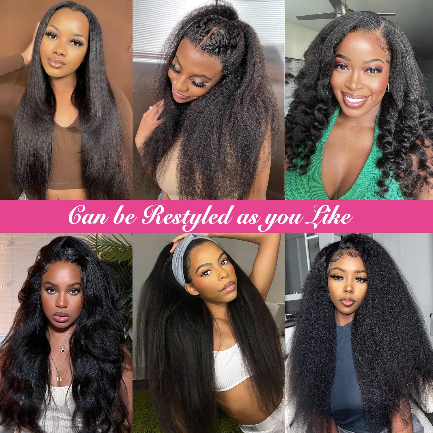 13x4 HD Transparent Lace Front Wig - 200% Density Kinky Straight Human Hair with Baby Hair | 26 Inch Brazilian Remy Hair for Women | Natural Color | Perfect for Daily Wear, Cosplay & Special Occasions