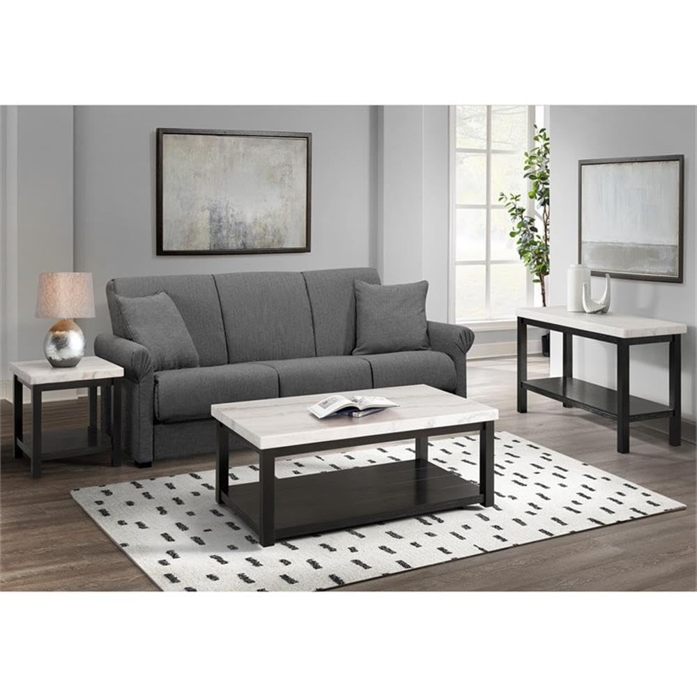 Picket House Furnishings Evie Wood Frame & Marble Top Console Table - White/Black - Elegant Entryway & Hallway Furniture for Modern Home Decor