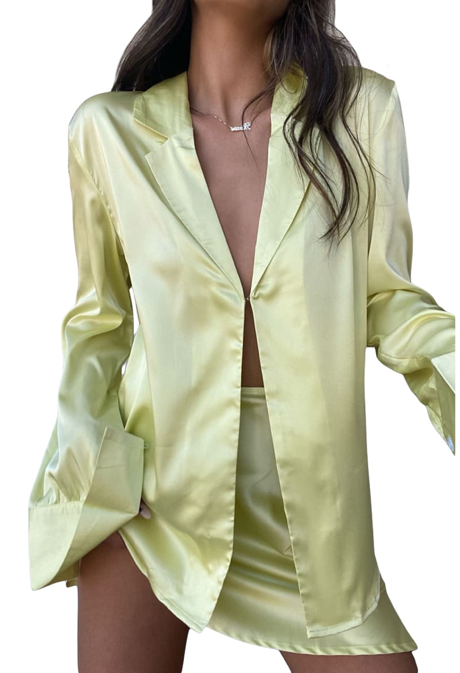 Elegant Women's 2-Piece Skirt Set - Long Sleeve V-Neck Cardigan Top & Mini Skirt Outfit for Party, Date Night & Office Wear | Comfortable & Stylish Outfits for Women