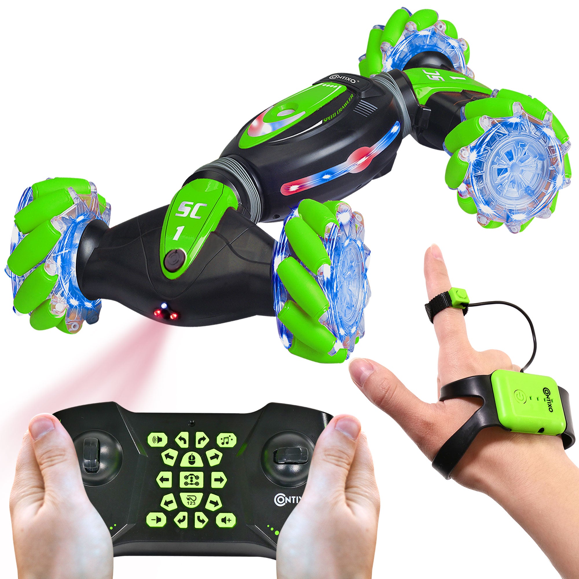 Contixo SC1 1:12 Scale All Terrain Remote Control Speed Crawler - Green RC Car for Off-Road Adventure, Rock Crawling & Outdoor Play