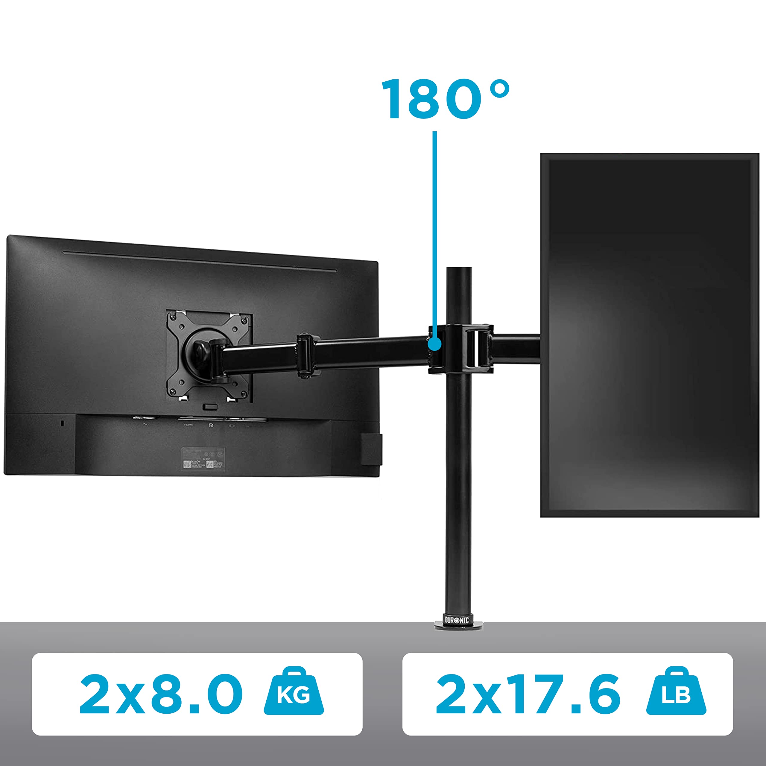 Duronic DM25MJ Dual Monitor Arm Mount - Heavy Duty Steel Desk Clamp for Dual Screens, Compatible with All DM25 Monitor Arms, Black | Perfect for Home Office, Gaming & Workspace Setup