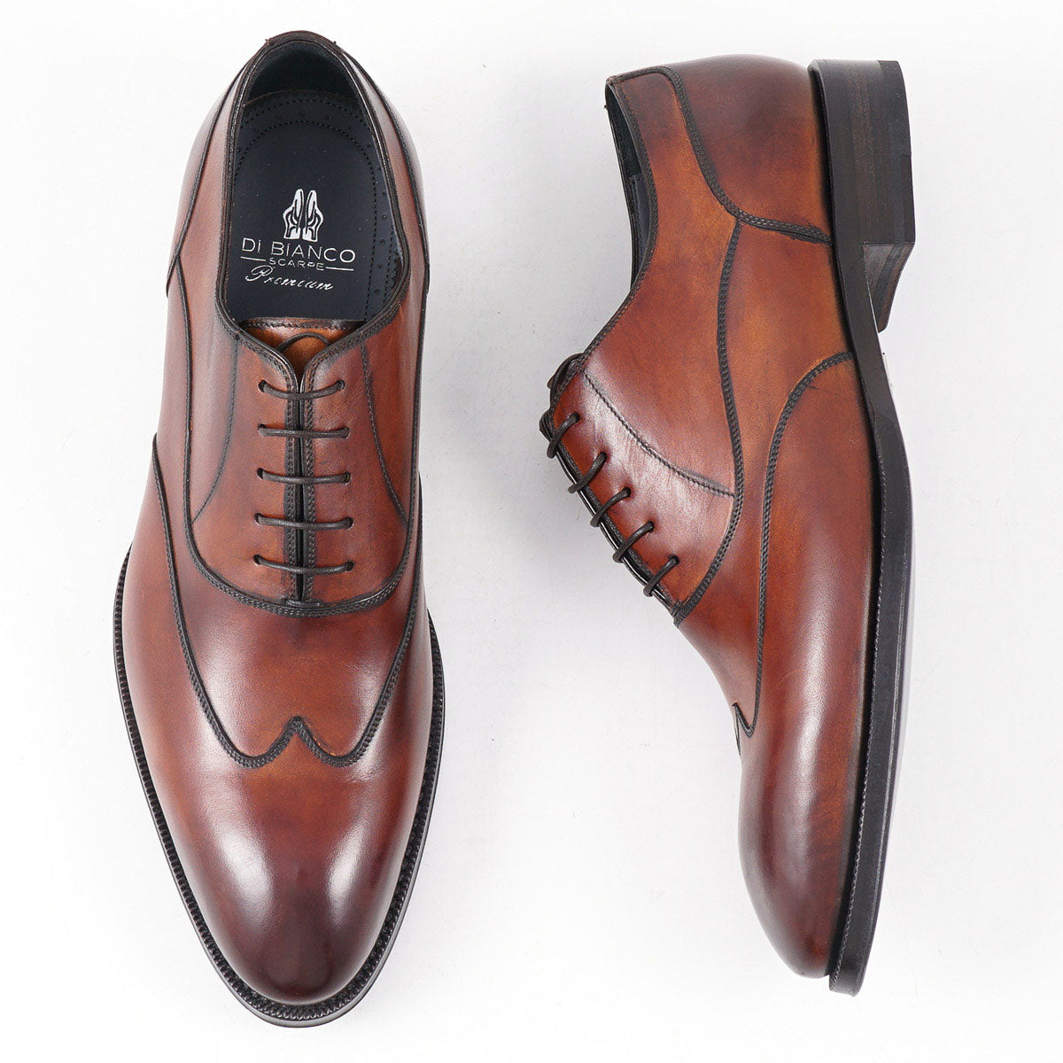 Di Bianco 'Barletta' Museum Calf Oxford Shoes - Premium Italian Leather Dress Shoes for Men | Perfect for Business, Formal Events & Weddings