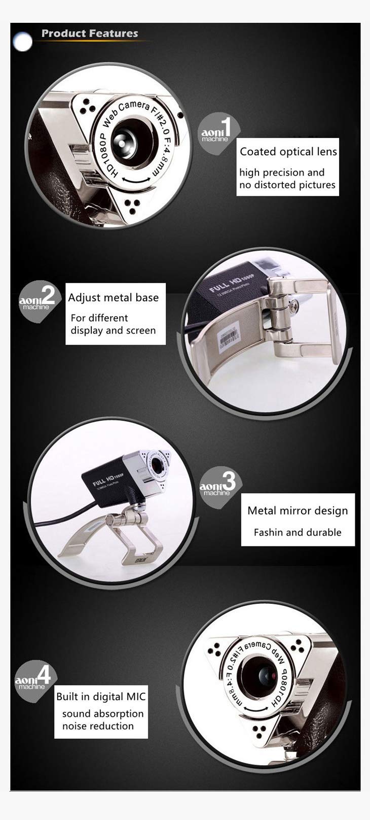 MASO 1080P HD Webcam with Built-in Microphone - USB 2.0 Computer Camera for Laptop Desktop PC - Perfect for Zoom Meetings, Online Classes, Video Conferencing & Remote Work