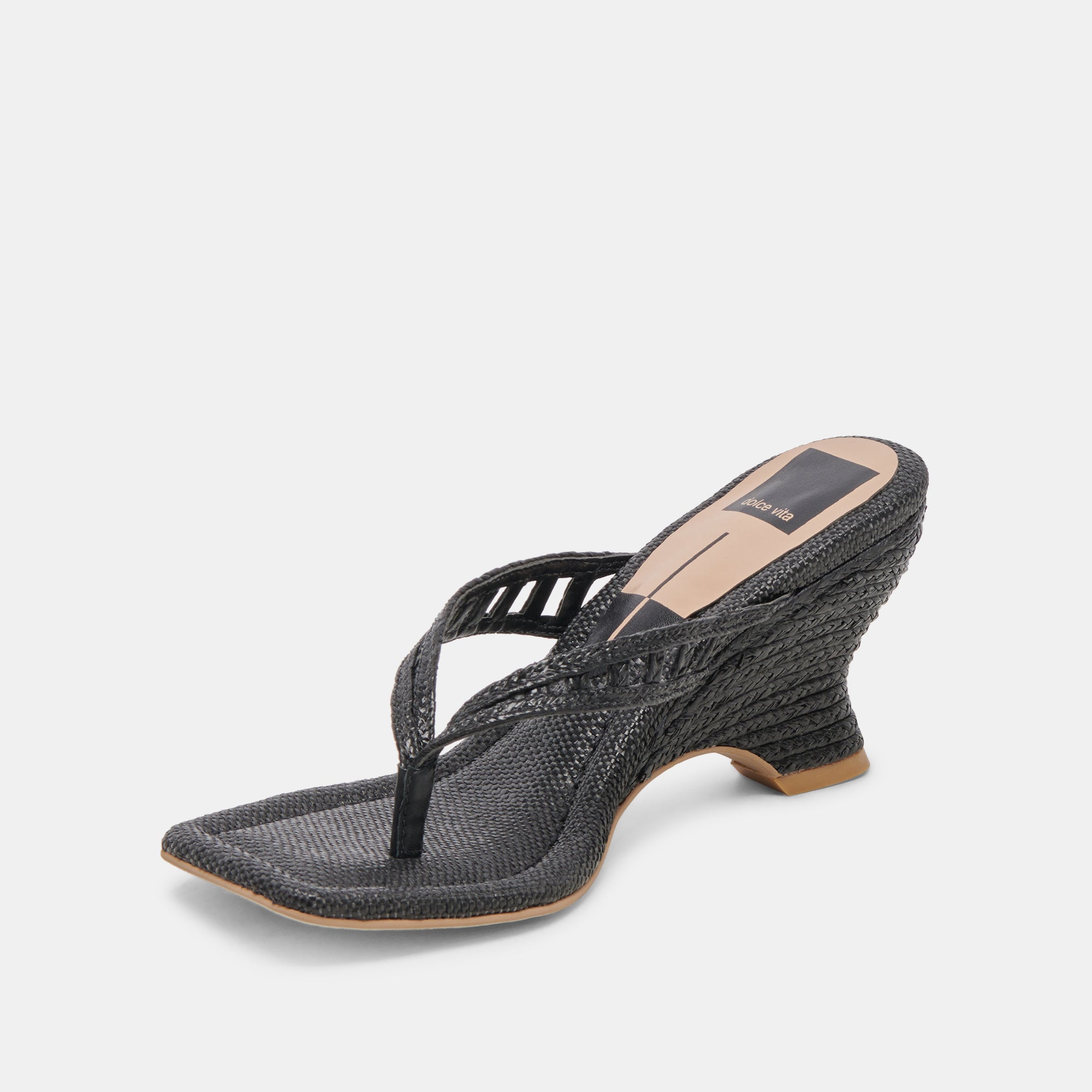 NULLAH WEDGES ONYX RAFFIA - Stylish Women's Sandals for Summer, Beach & Casual Outings