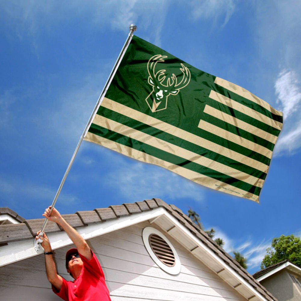 WinCraft Milwaukee Bucks Americana Stripes 3x5 Flag - Official NBA Team Banner for Game Day Decor, Tailgating & Fan Showcase