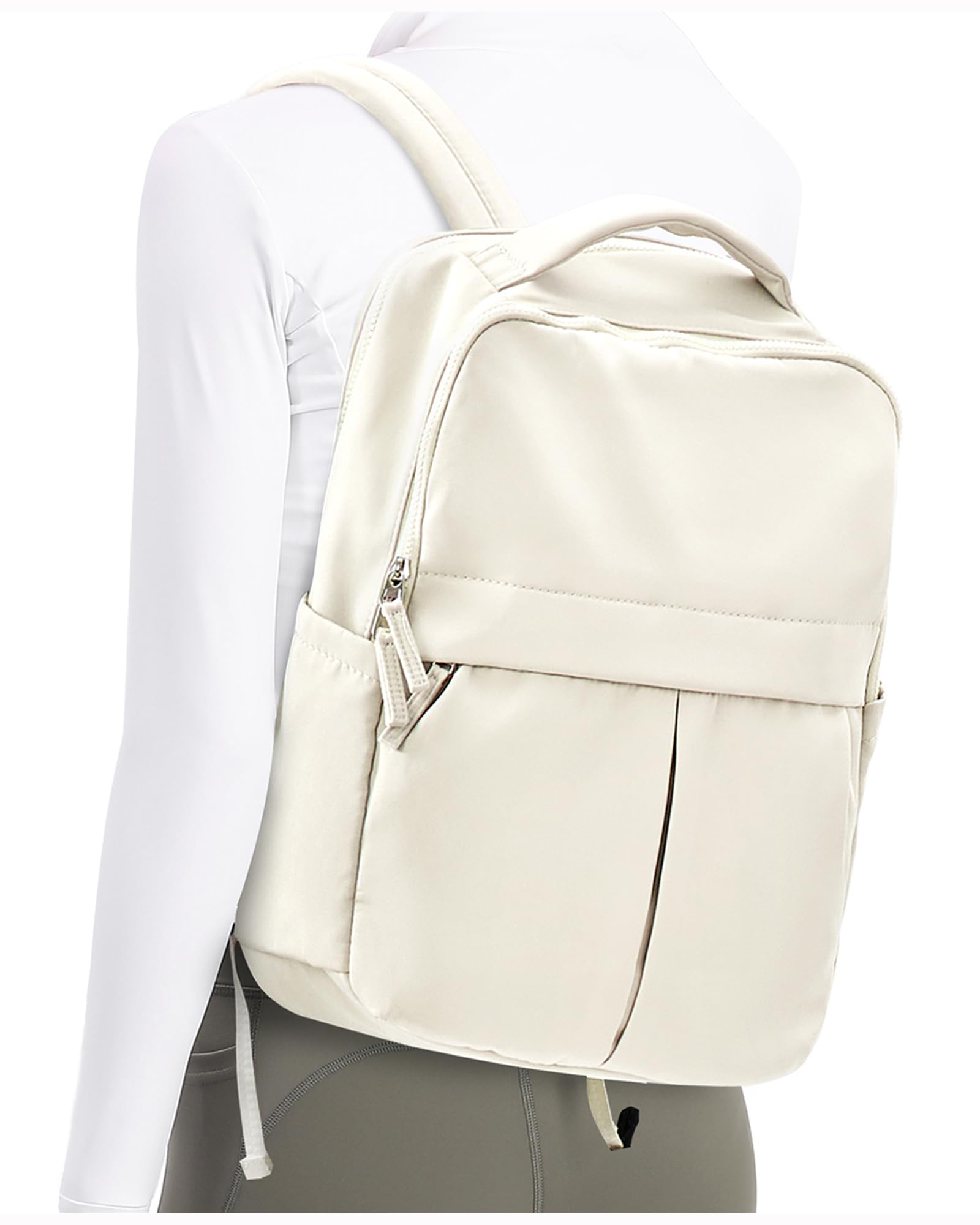 Stylish Lightweight Laptop Backpack for Women & Men - Water-Resistant 15.6 Inch Computer Backpack for Travel, Work, Gym & College - Perfect Airplane Carry-On Daypack for Professionals & Students (Beige)