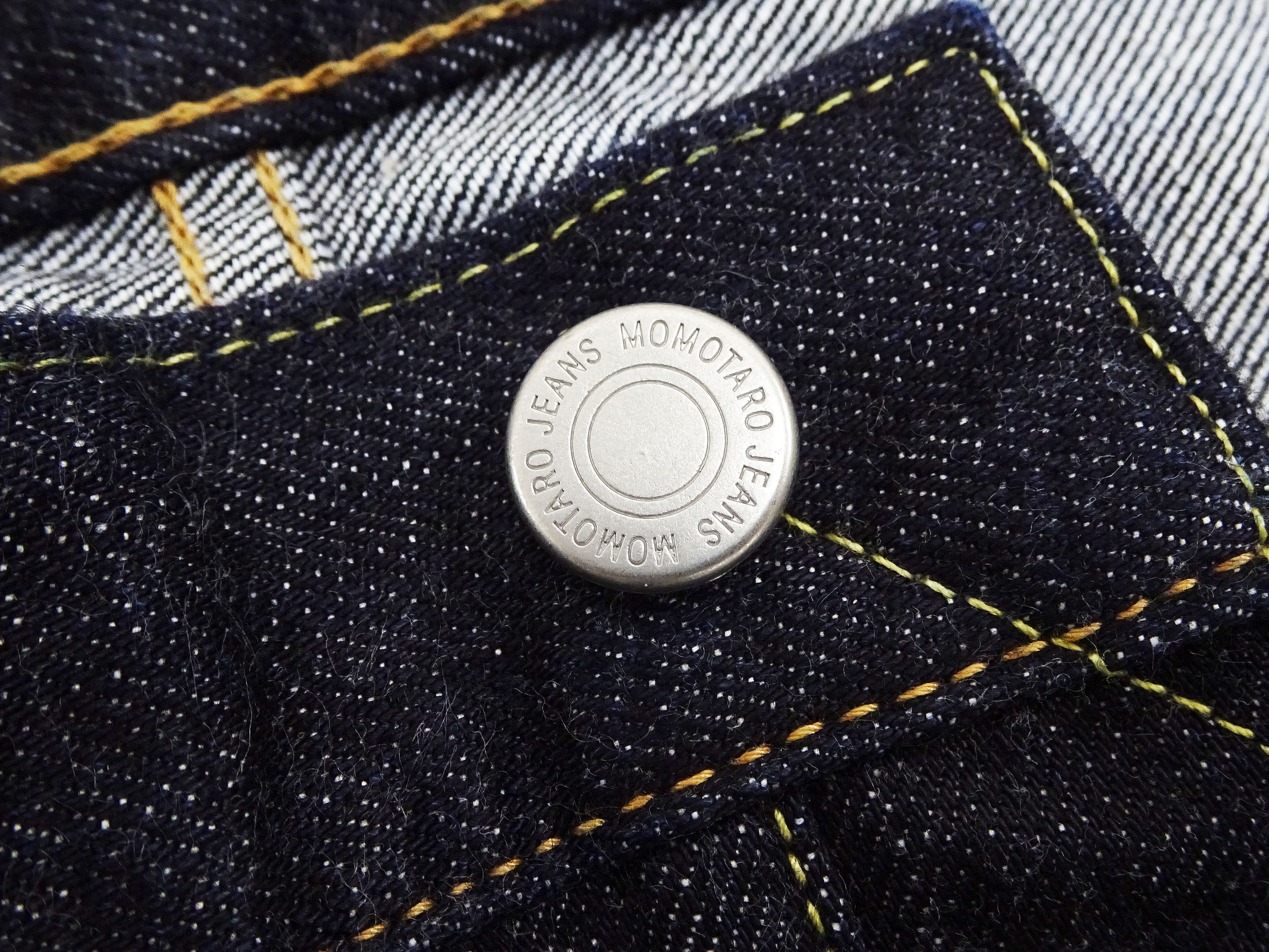 Momotaro Jeans #100 Double Stripe Paint Men's Loose Fit Straight Button Fly Denim Pants - 14.7oz Zimbabwe Cotton Deep Indigo Wash MMJB0101 | Casual Wear, Street Style & Vintage Fashion