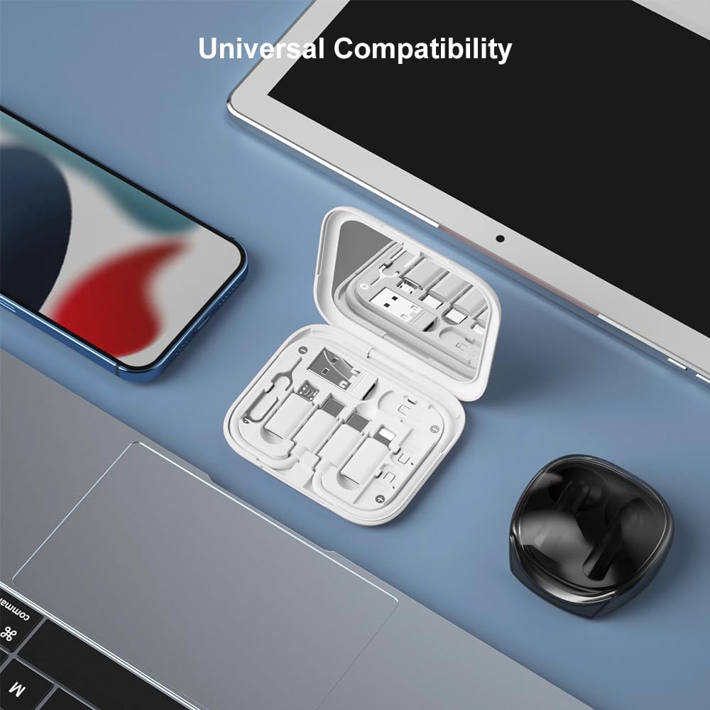 USB-C to USB Adapter Kit - 4-in-1 USB C Male Connector with Makeup Mirror, OTG Cable, Micro USB & USB A to C Converter - Compatible with iPhone 15/16 Pro, Google Pixel, Samsung Galaxy - Perfect for Travel, Office & Home Charging