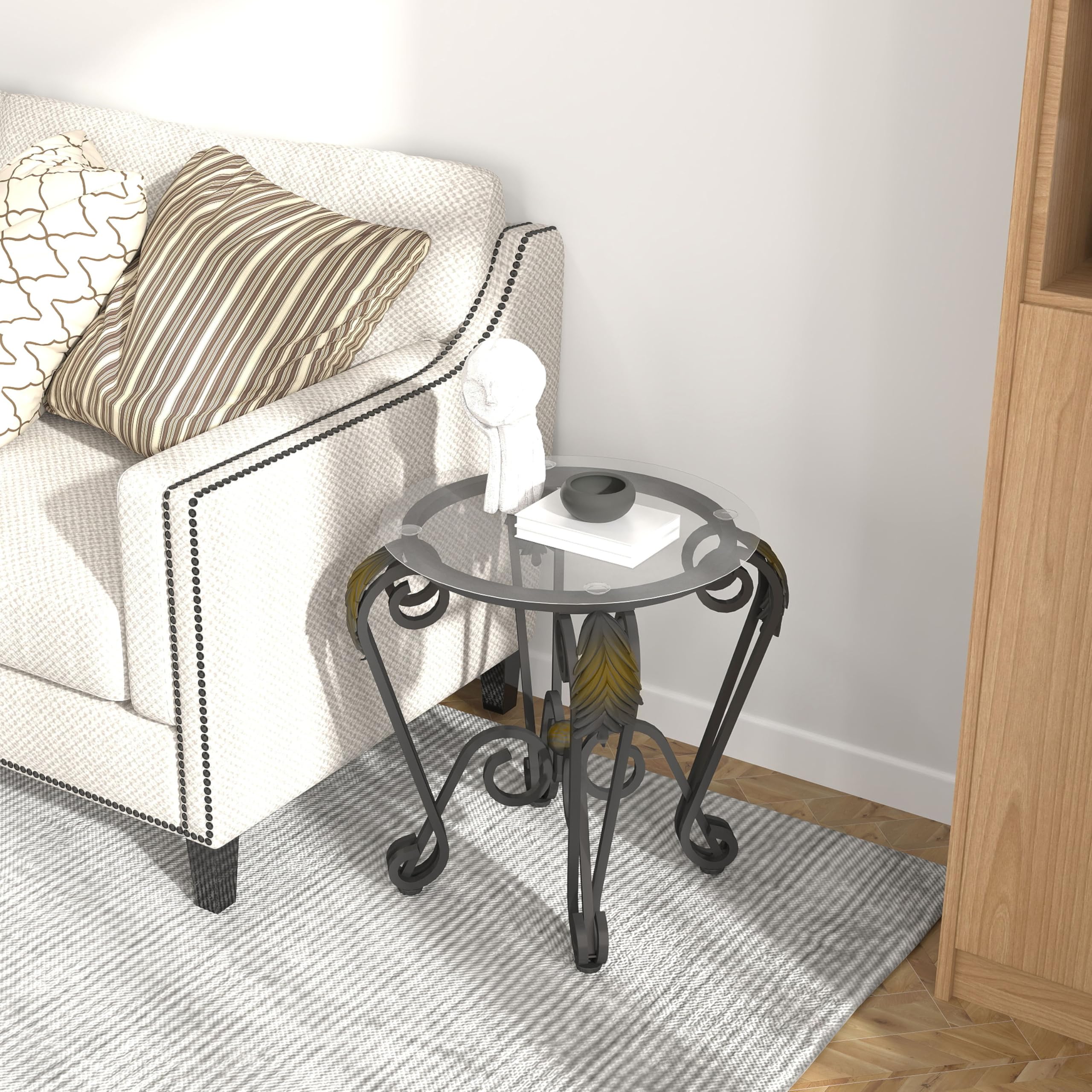 **Industrial Farmhouse 3-Piece Coffee Table Set - Tempered Glass Elliptical Coffee Table & 2 Round Side Tables, Modern Metal Frame for Living Room, Apartment, Home Office (Rustic Black) - Perfect for Cozy Gatherings & Stylish Home Decor**