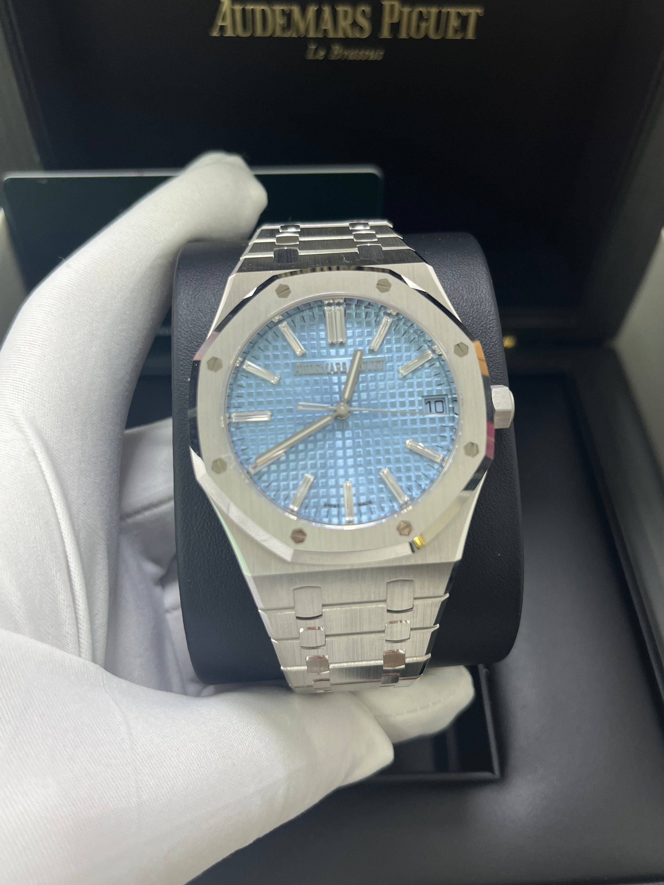 Audemars Piguet Royal Oak 15510BC Limited Edition Ice Blue Baguette Dial Men's Watch - Luxury Swiss Timepiece for Collectors & Special Occasions