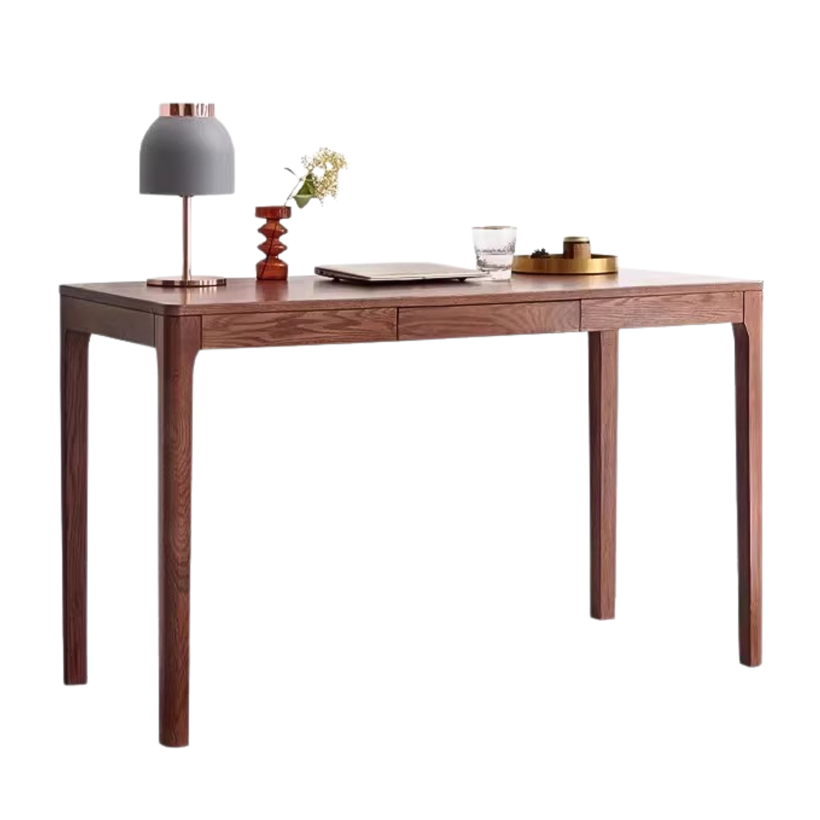 Solid Oak Wood Office Desk in Walnut Finish - Stylish & Durable Workspace Solution for Home Office, Study Room or Business