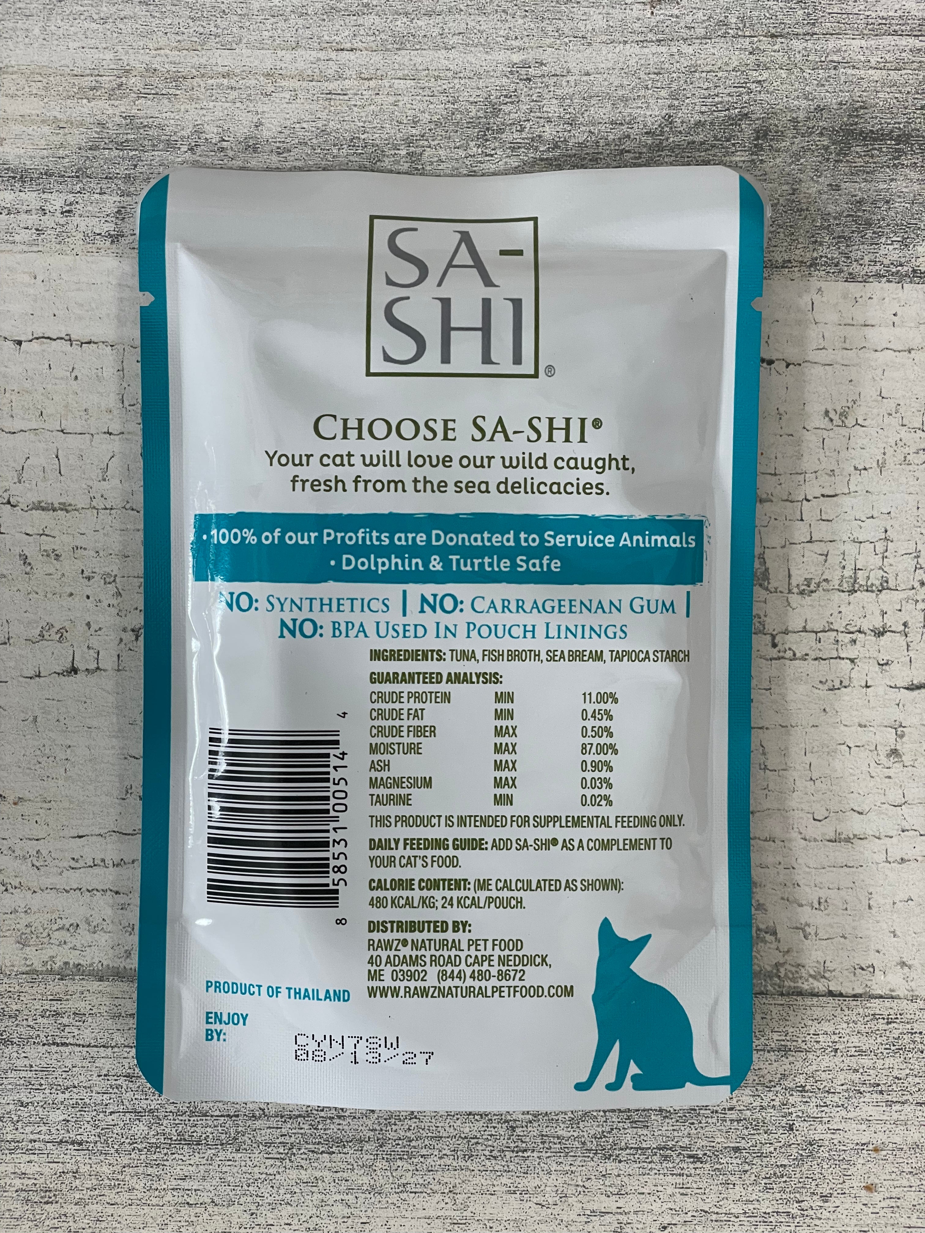 RAWZ Sa Shi Tuna & Sea Bream Grain-Free Wet Cat Food Pouches - High Protein, Natural Ingredients for Adult Cats - Perfect for Mealtime, Travel & On-The-Go Feeding
