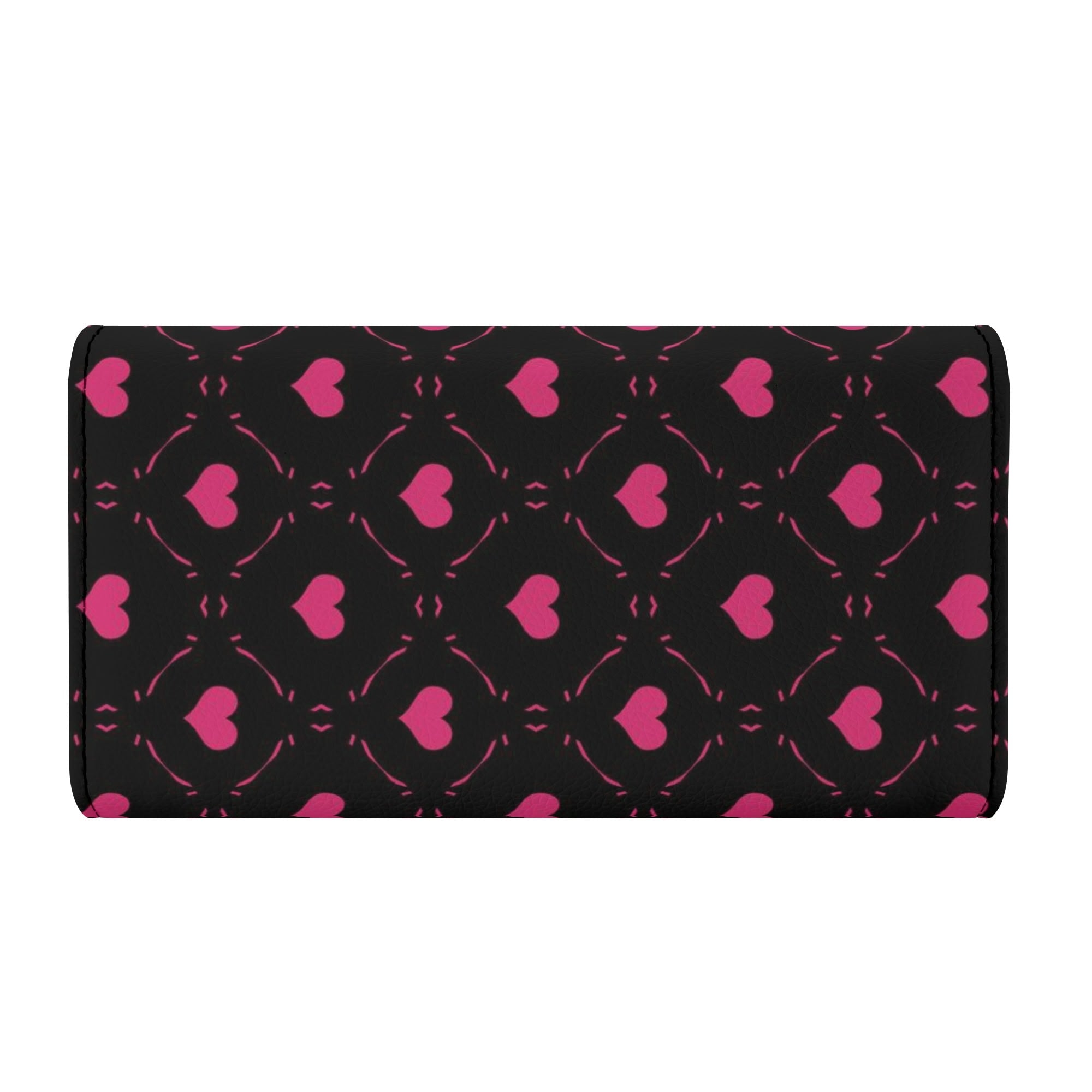 Pink Heart Leather Clutch Wallet for Women - Stylish Tri-fold Wristlet Purse with Card Slots - Perfect for Parties, Dating & Everyday Use