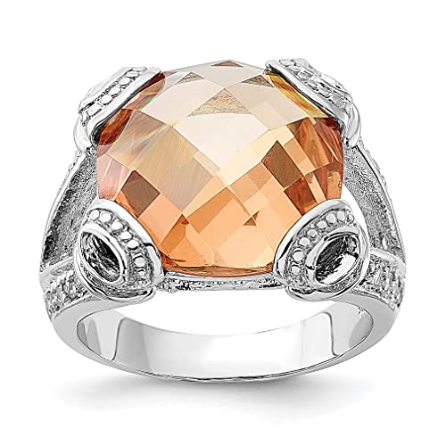 925 Sterling Silver Champagne Cubic Zirconia CZ Ring for Women - Elegant Fine Jewelry Gift for Her - Perfect for Anniversaries, Birthdays & Special Occasions
