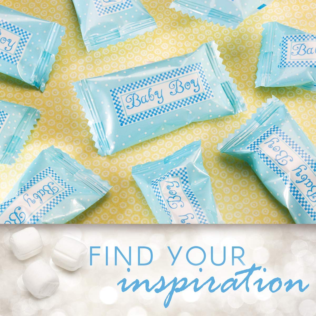 Darice Individually Wrapped Buttermints - 50-Piece Baby Boy Mints with Blue Wrappers | Delicious Candy for Baby Showers, Gender Reveal Parties & Wedding Favors | Perfect Party Favor for Special Occasions