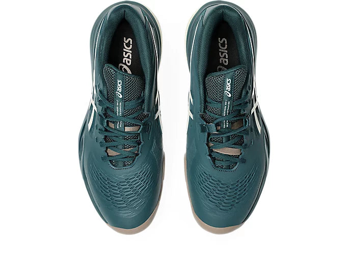 ASICS Men's Gel Resolution X WIDE Tennis Shoes - Saxon Green/Birch - High-Performance Court Shoes for Competitive Play & Training