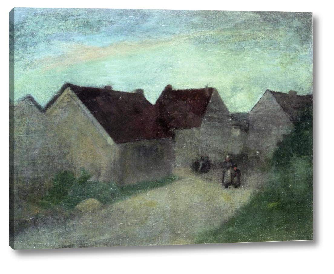 Robert Henri Normandy Old Houses - 19x24 Inch Gallery Wrapped Canvas Art Print - Handmade Oil Painting Reproduction - Wall Decor for Living Room, Bedroom & Office