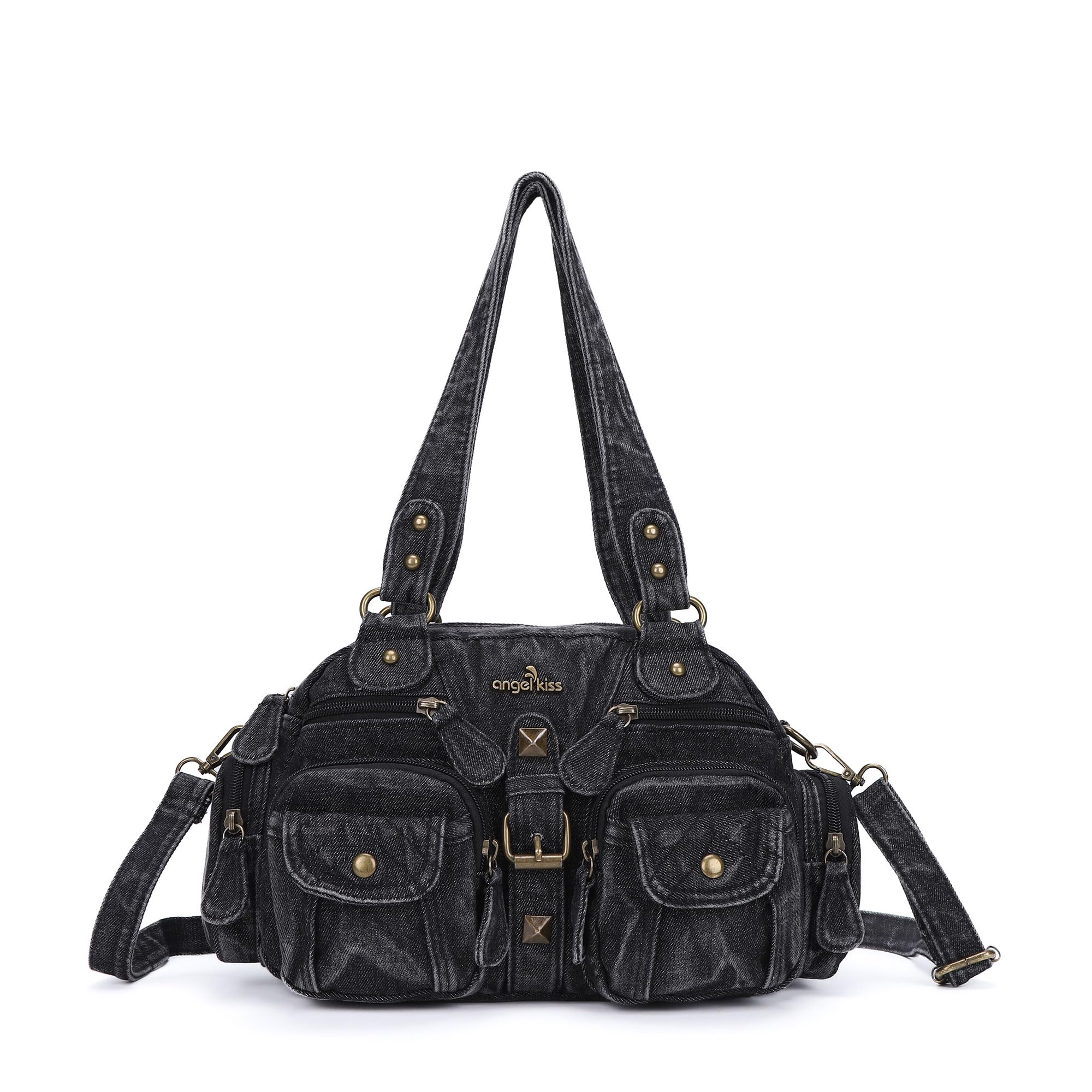 Angel Kiss Women's Soft Leather Hobo Crossbody Shoulder Bag with Multipocket & Removable Strap - Perfect for Work, Travel, and Everyday Use