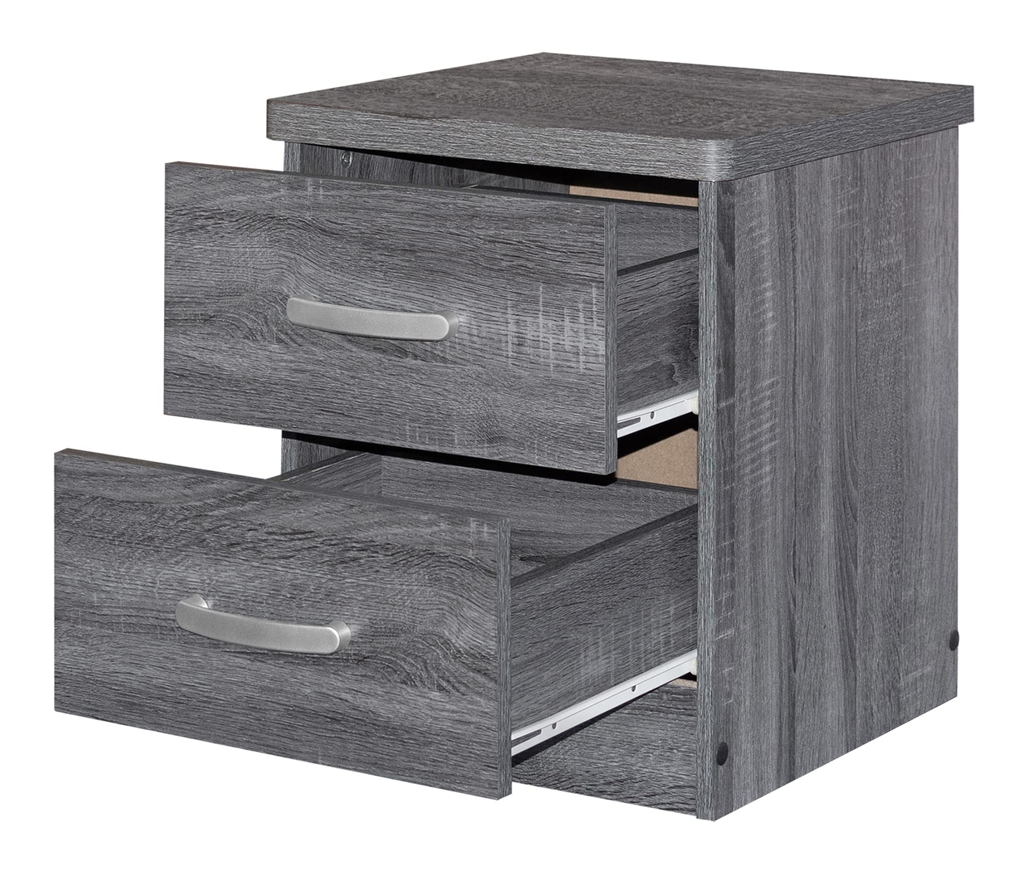 Better Home Products Cindy Faux Wood 2-Drawer Nightstand in Gray - Modern Bedside Table for Small Spaces, Bedroom Furniture with Storage