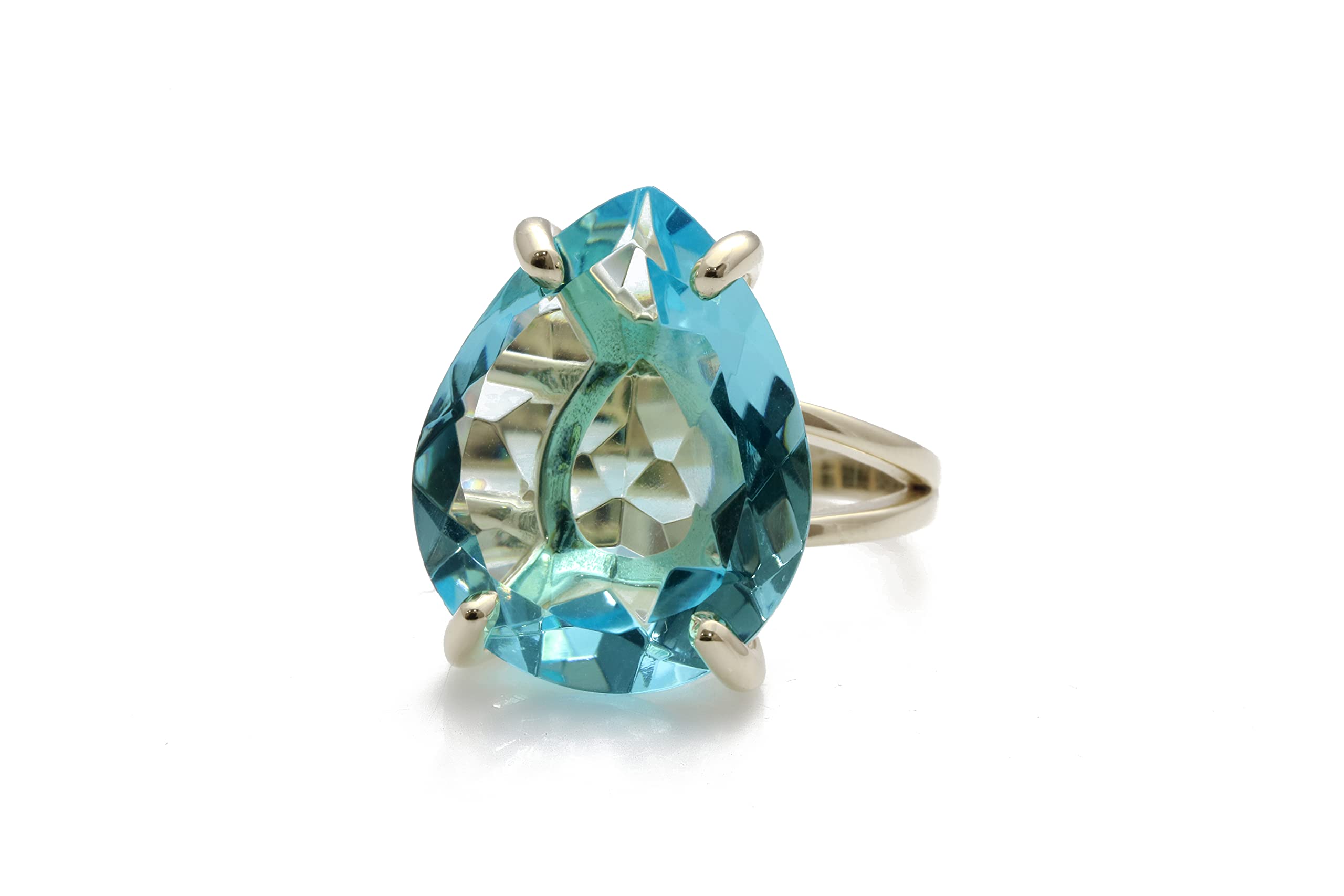 14k Rose Gold Blue Topaz Anemone Jewelry Ring - Elegant Custom Engagement Ring, Fashion & Birthstone Gift for Women - Available in All Ring Sizes - Comes with Jewelry Box - Perfect for Anniversaries, Weddings & Special Occasions