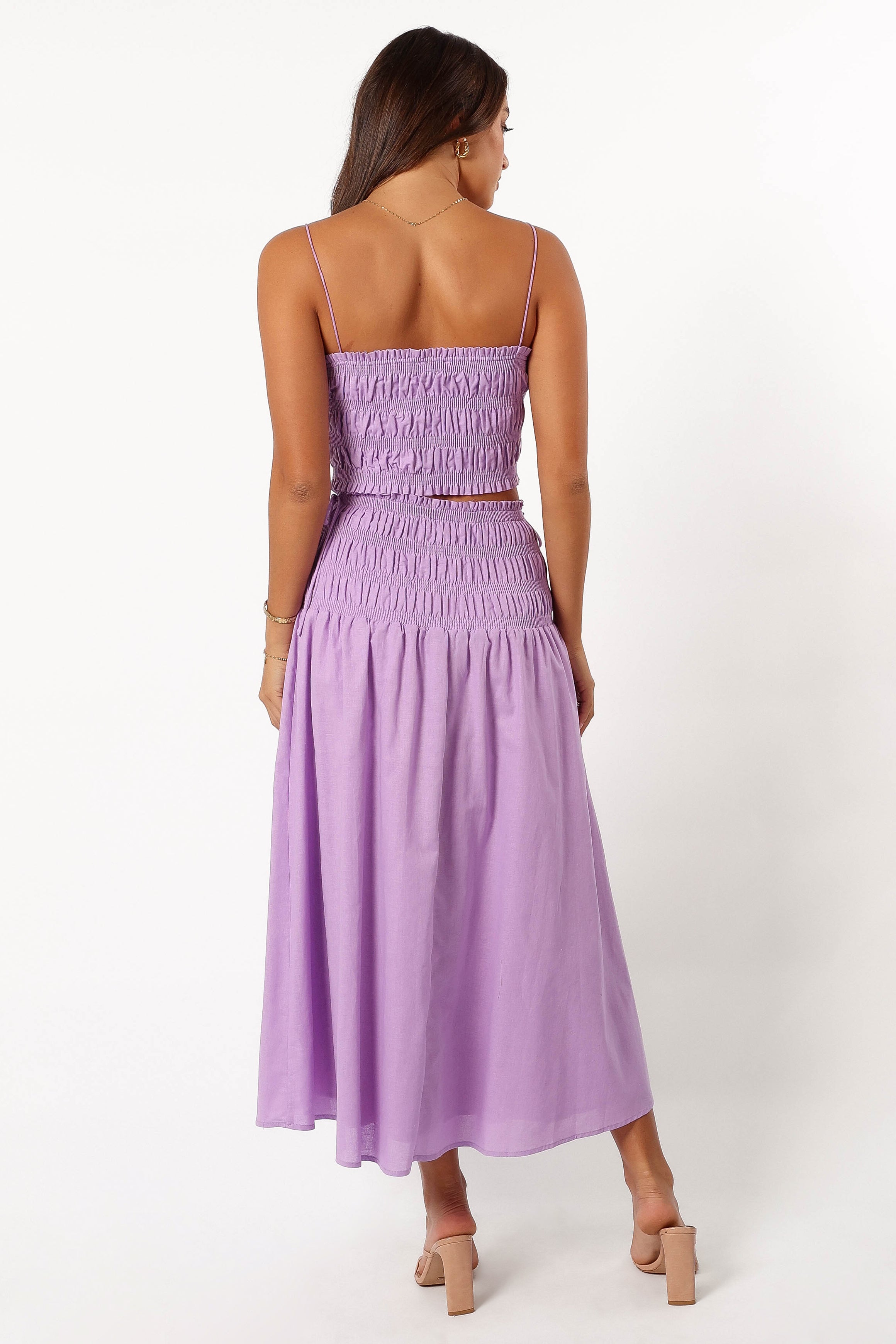 Adine Two Piece Set - Women's Floral Lace Crop Top & Skirt Outfit in Lilac | Summer Beach Party, Date Night, Vacation Wear