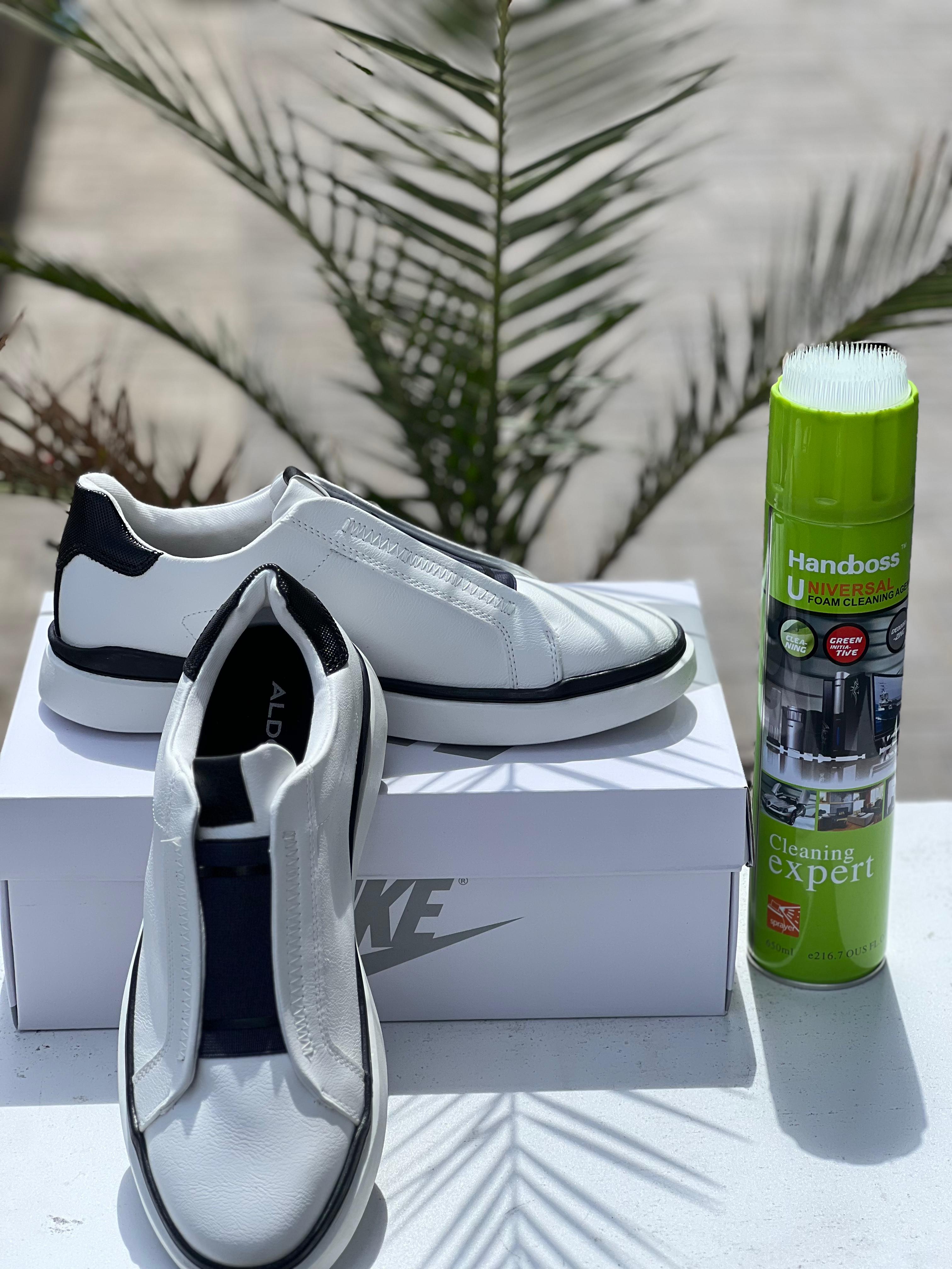 Aldo Men's Slip-On Sneakers - White & Black Casual Shoes for Walking, Travel & Everyday Wear | Comfortable & Stylish Lifestyle Footwear